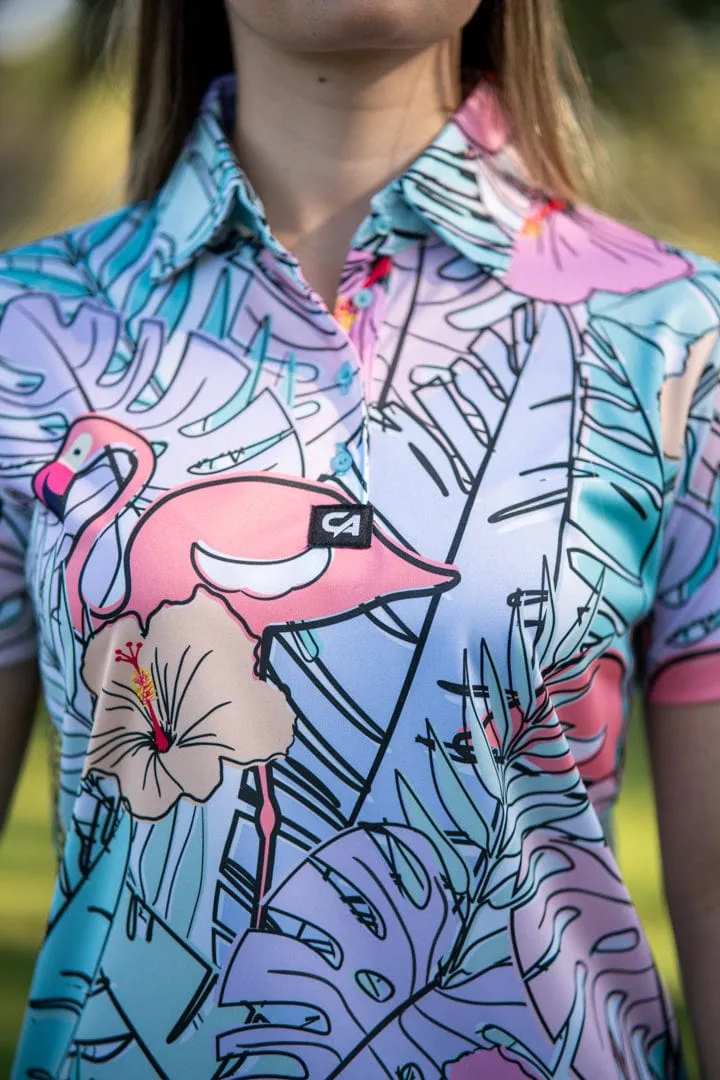 CA Ladies Funky Golf Shirt | Pastel Jungle