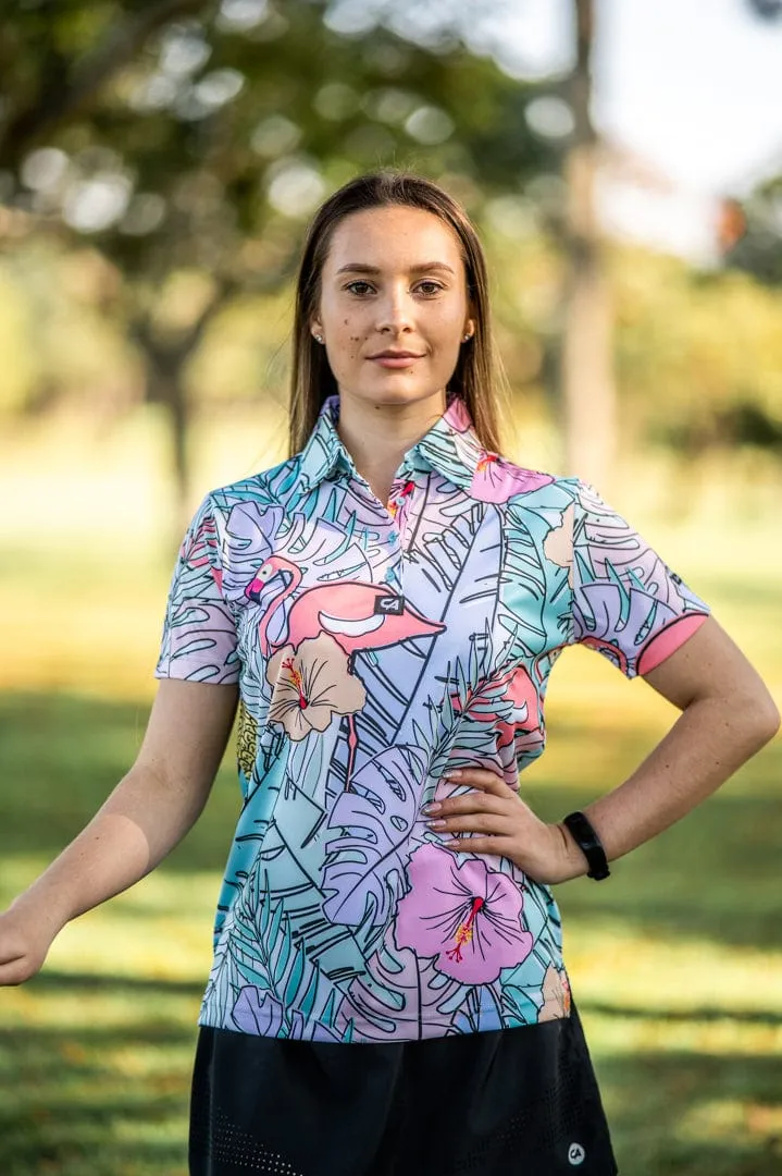 CA Ladies Funky Golf Shirt | Pastel Jungle