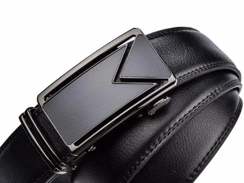 Classy Men Black Leather Dress Belt