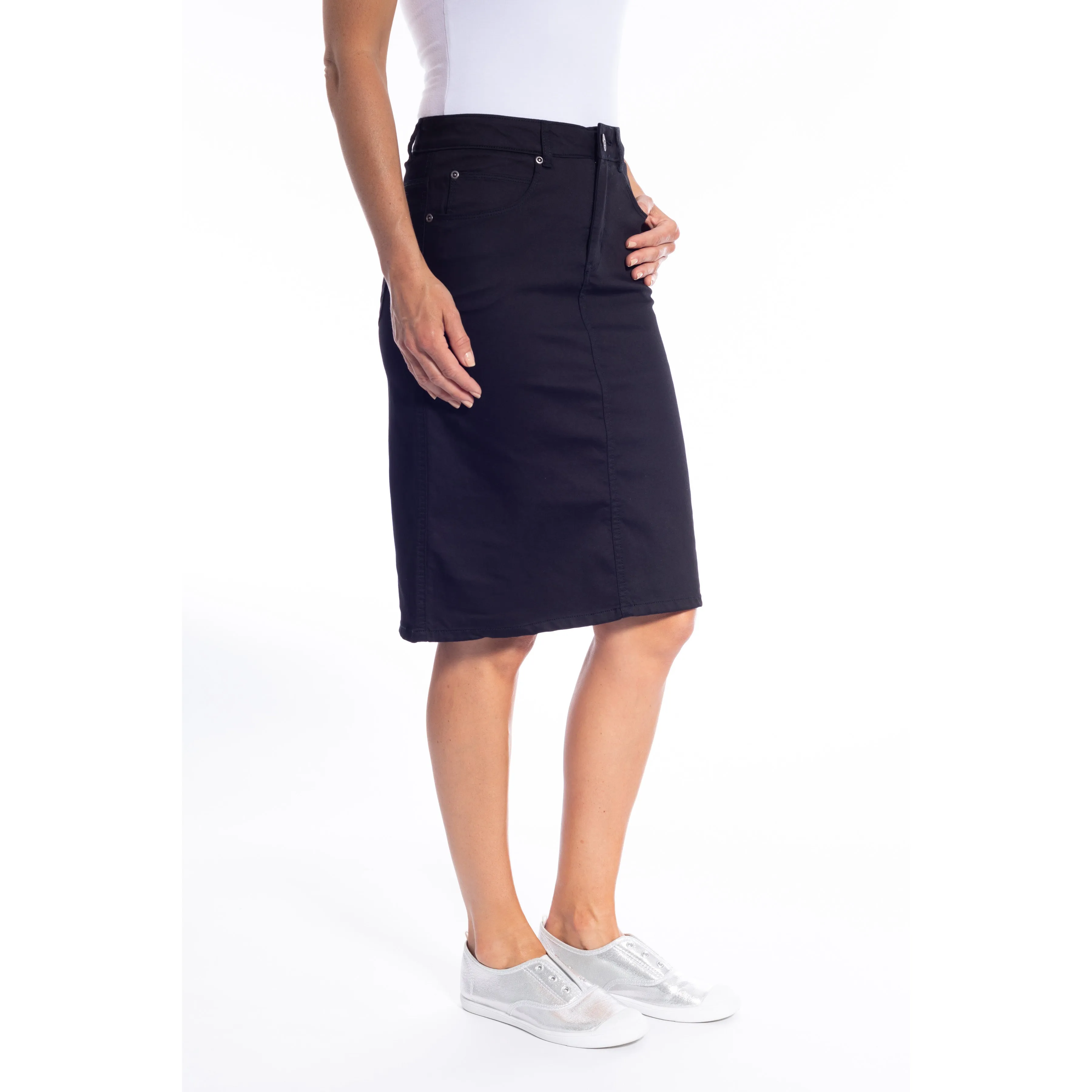 Coloured Denim Skirt by Café Latte - Black