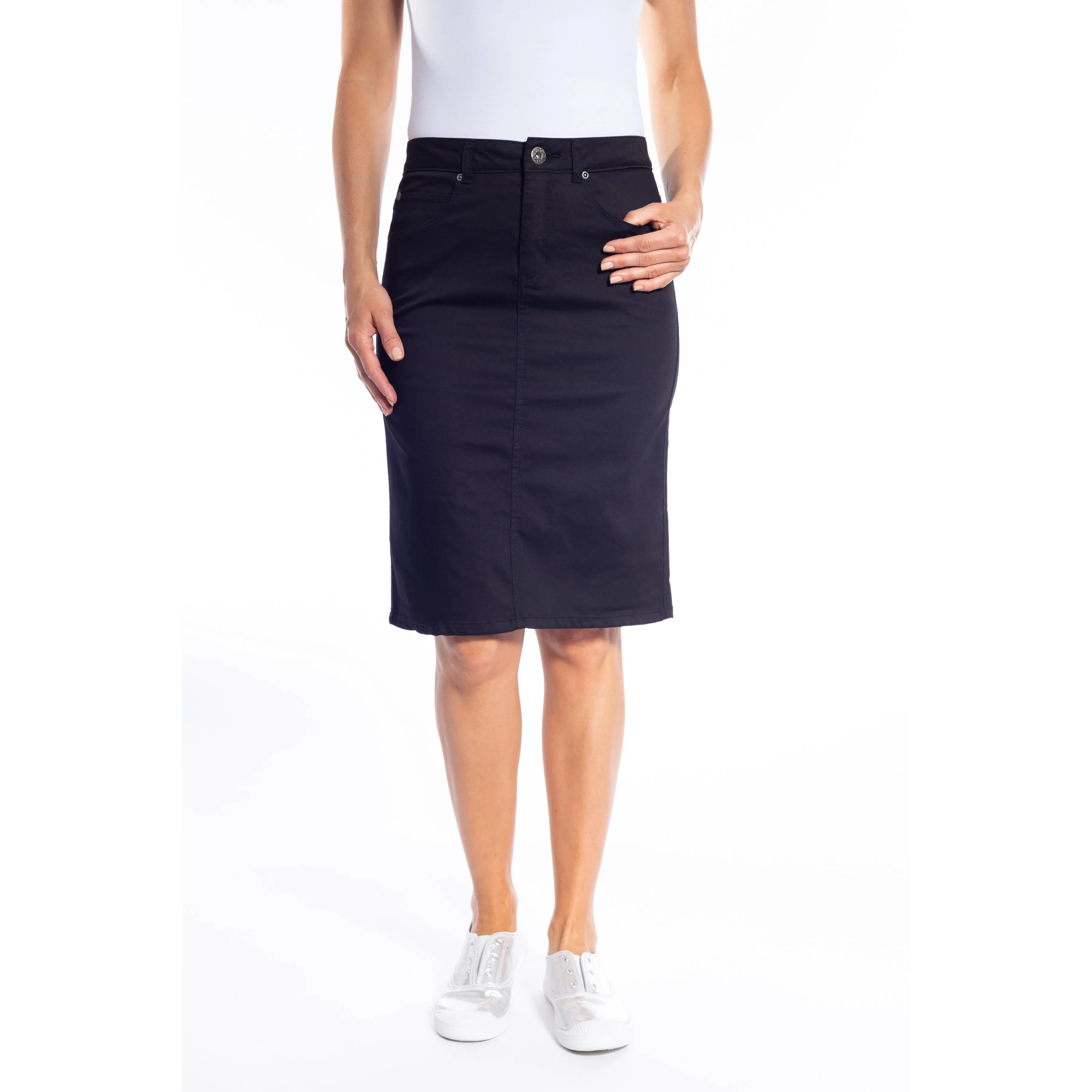 Coloured Denim Skirt by Café Latte - Black