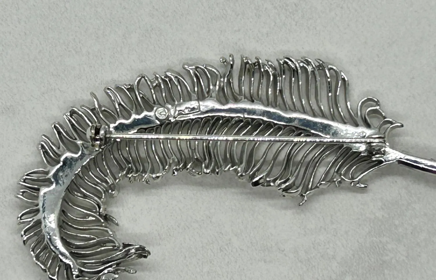 Coro Pegasus 1950s Quill Feather Silver Brooch