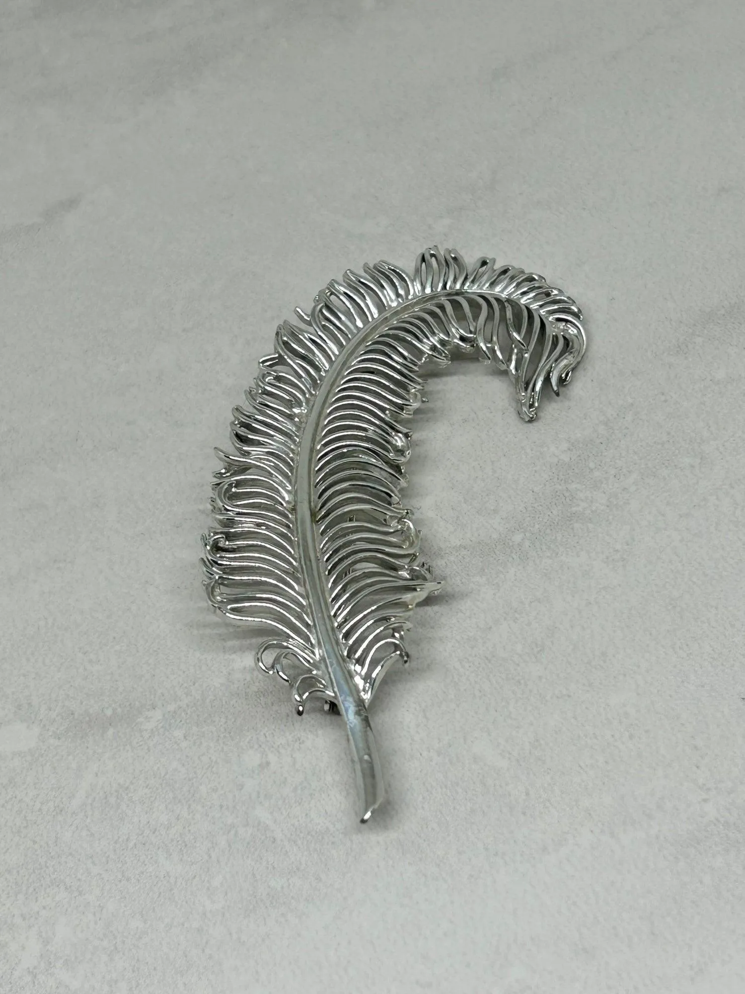 Coro Pegasus 1950s Quill Feather Silver Brooch