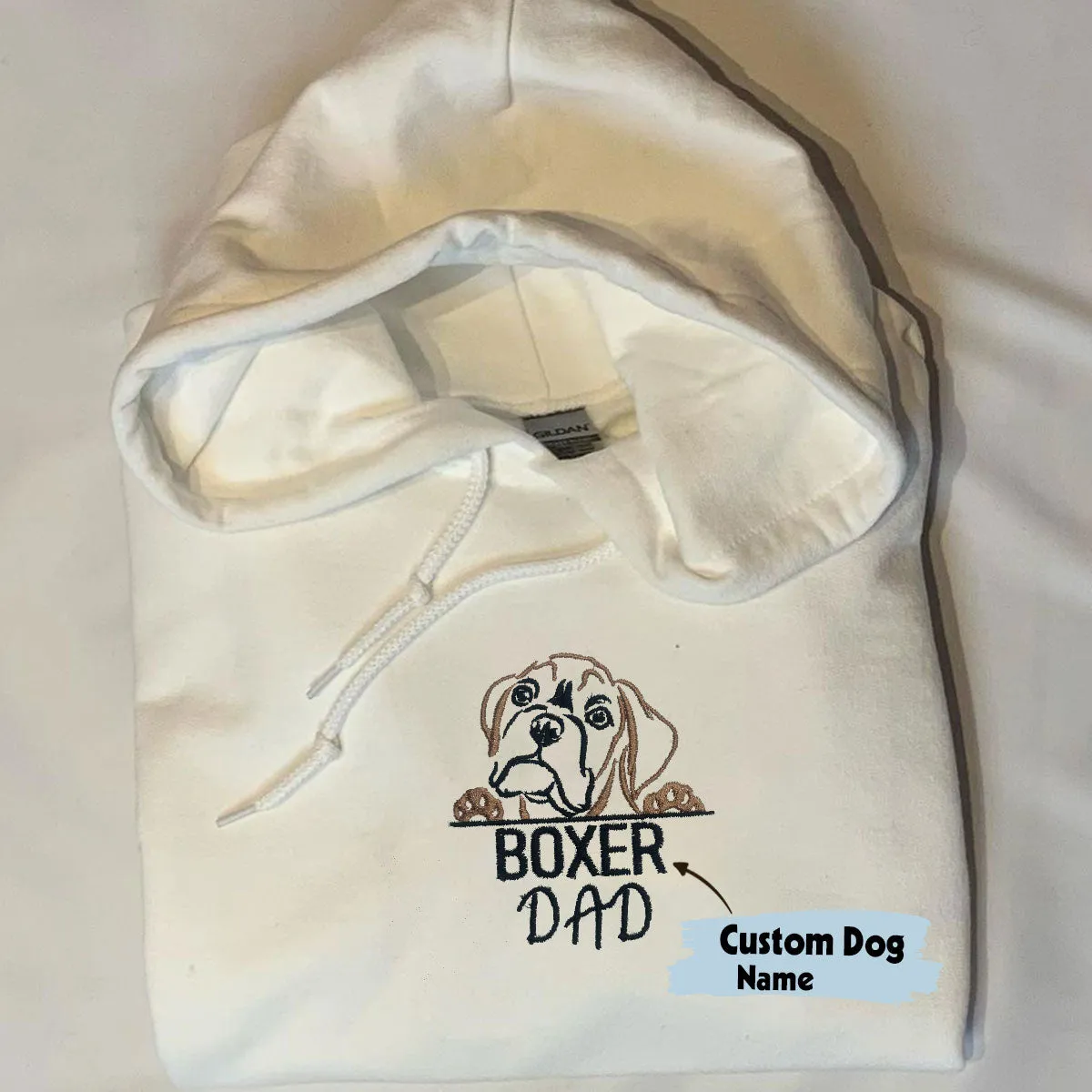 Custom Boxer Dog Dad Embroidered Hoodie, Personalized Hoodie with Dog Name, Best Gifts For Boxer Lovers