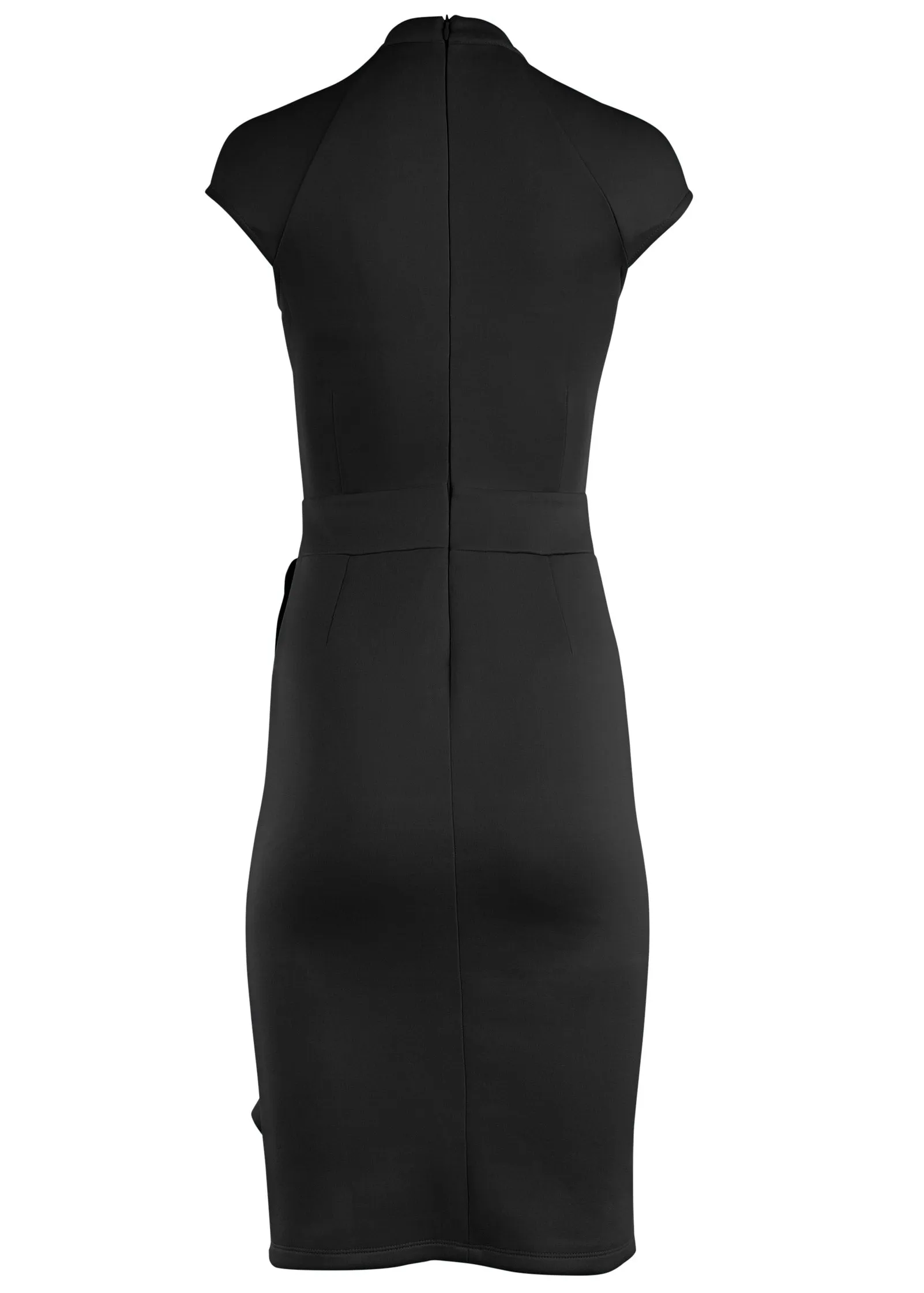 Cutout Ruffle Midi Dress - Black