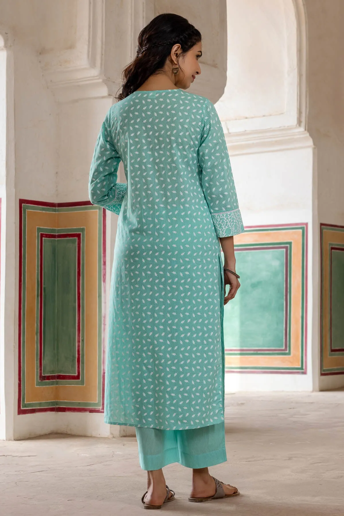 Cyan Chunakhadi Kurta