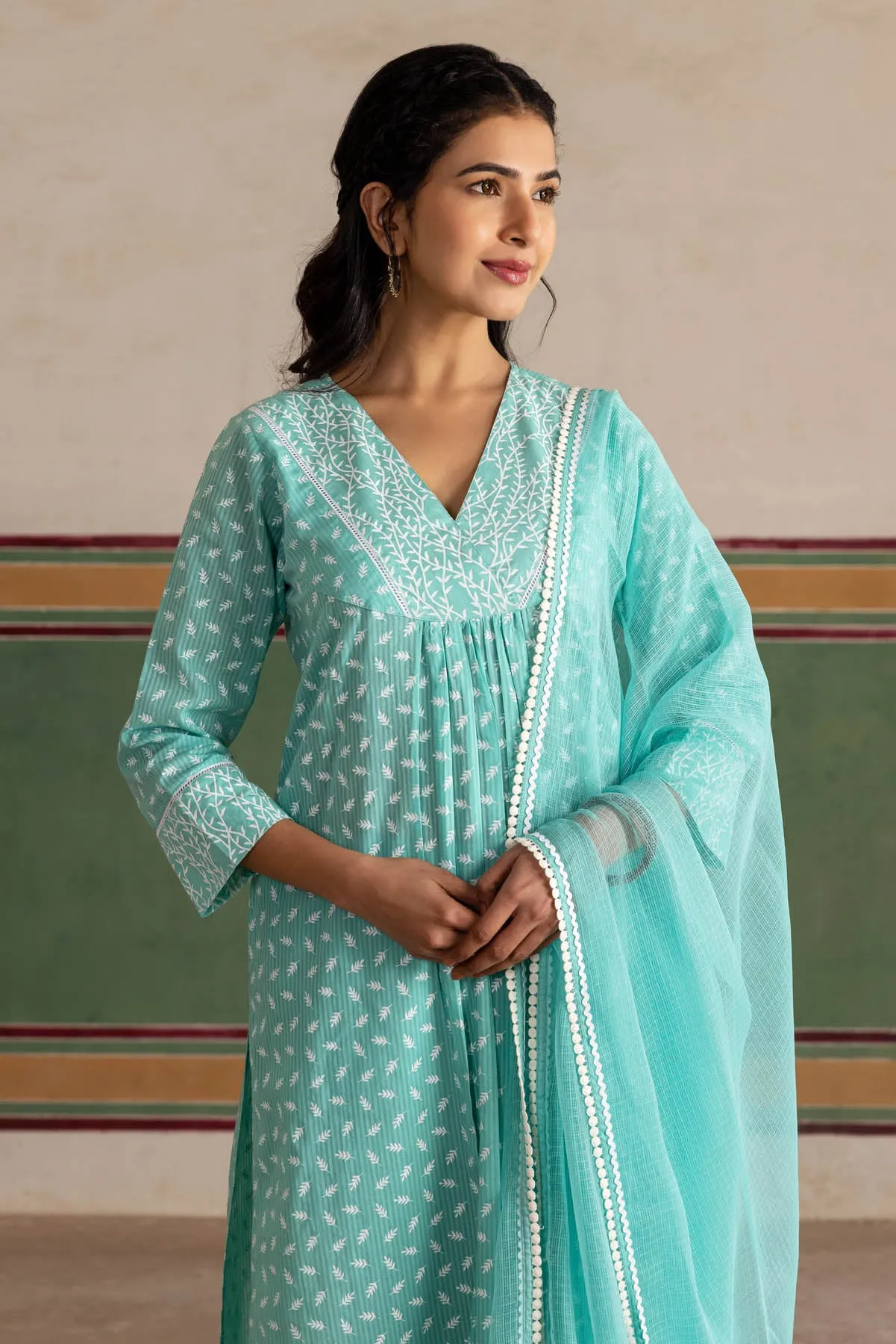 Cyan Chunakhadi Kurta