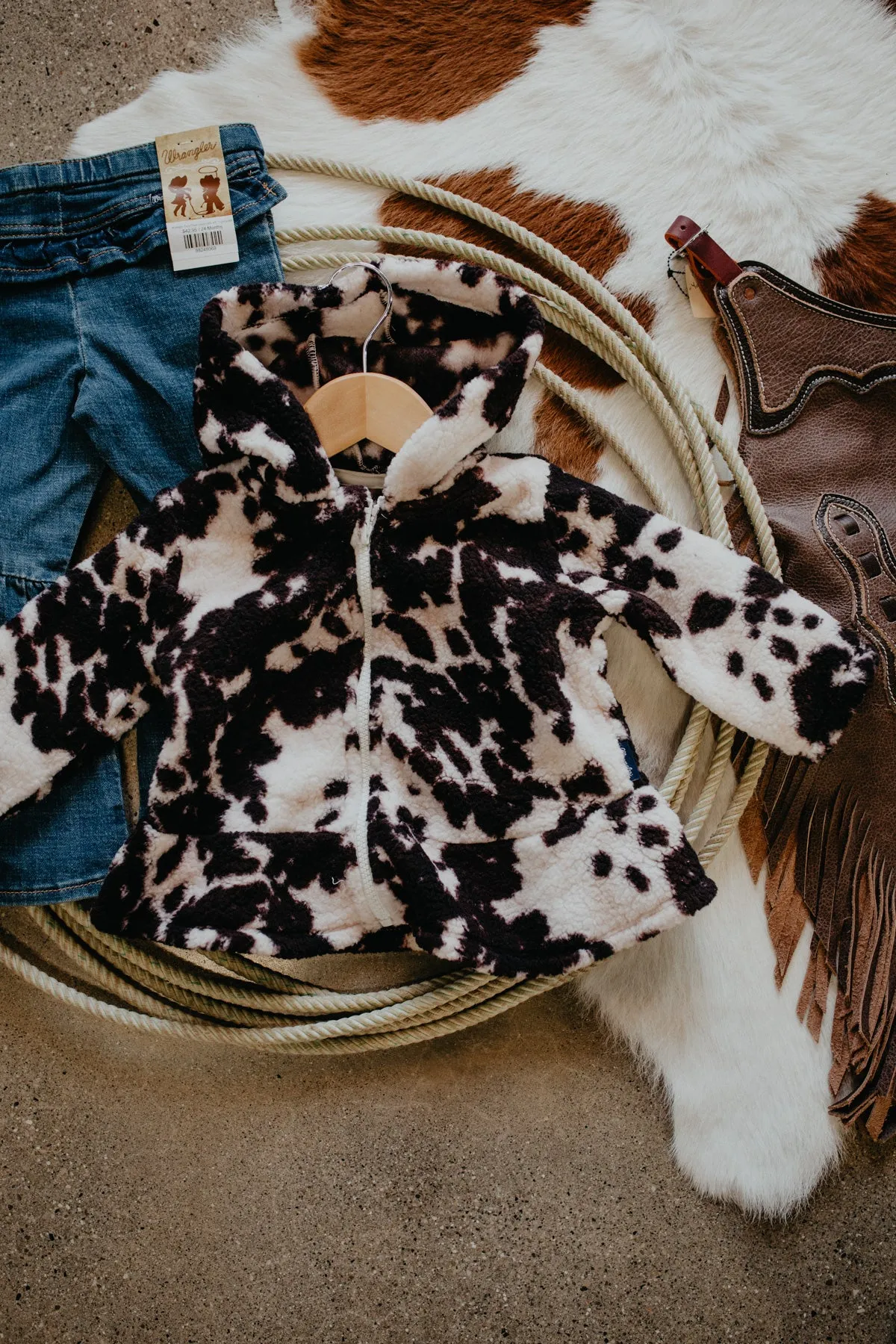 'Daisy' Infant Cowprint Wrangler Zip Hoodie (XS-XL)