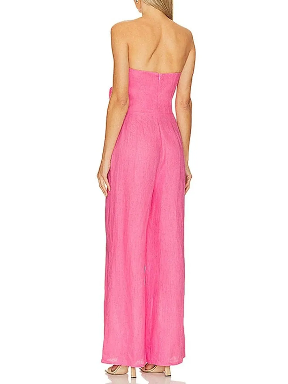 Dazlyn Strapless Appliques Loose Jumpsuit