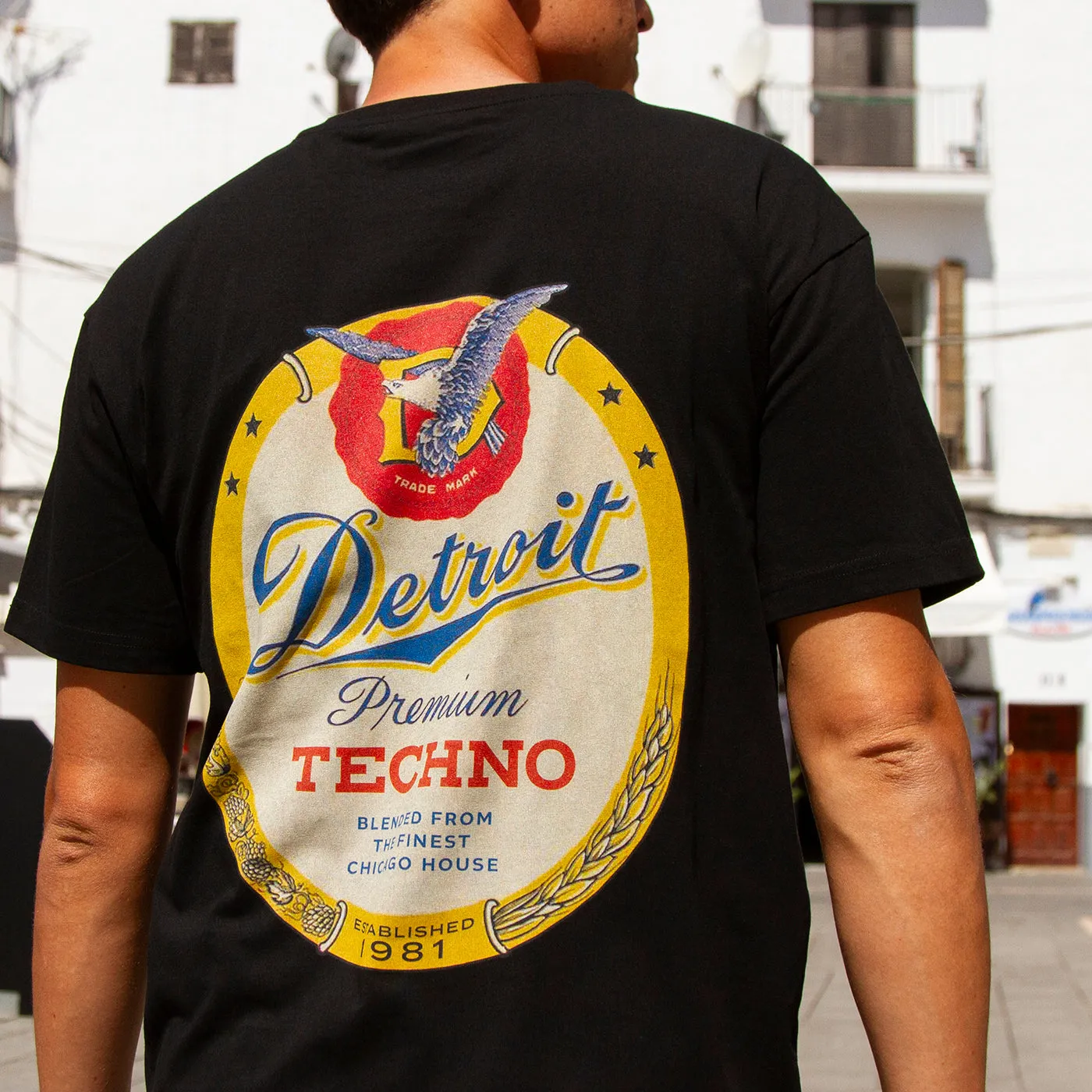 Detroit Premium Techno Back Print - Tshirt - Black