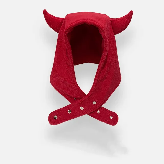 Devil Horns Soft Fluffy Headwear Scarf Hat