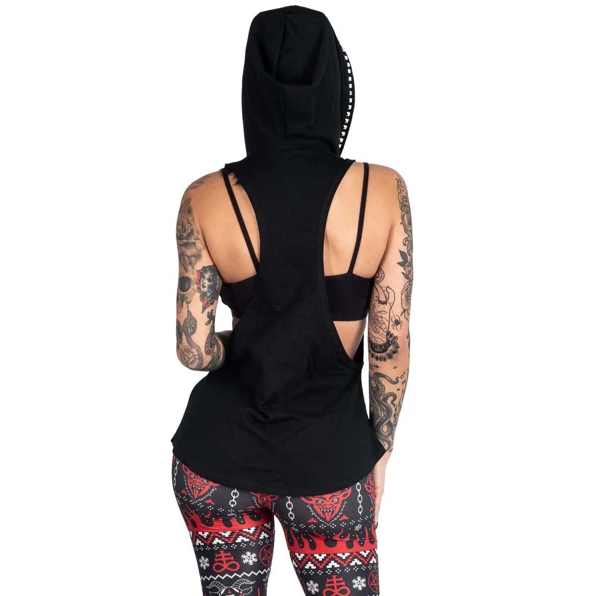 Devil Tarot Card Studded Hoodie Tank