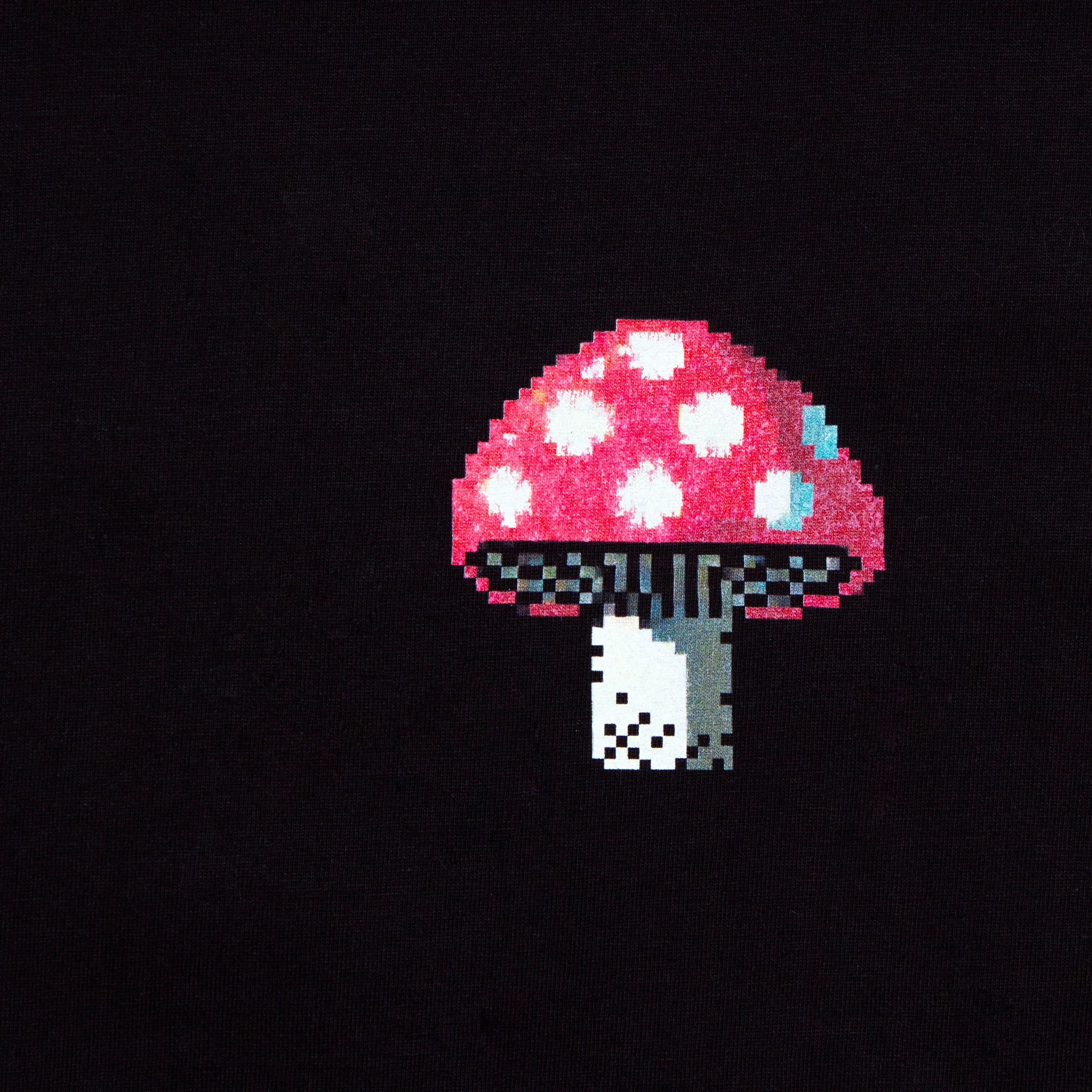 Doodle Pixel Shroom Back Print - Tshirt - Black