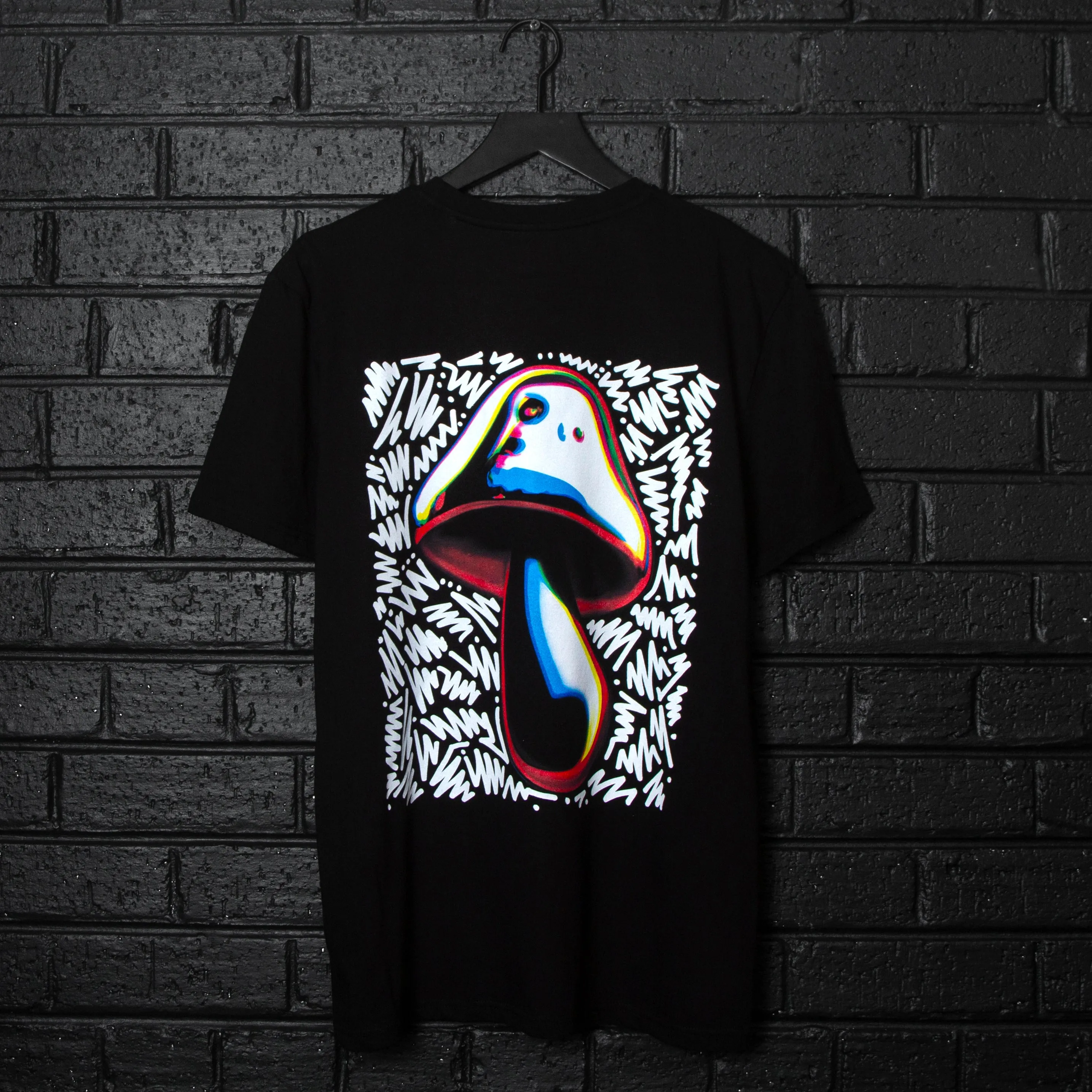 Doodle Shroom Back Print - Tshirt - Black