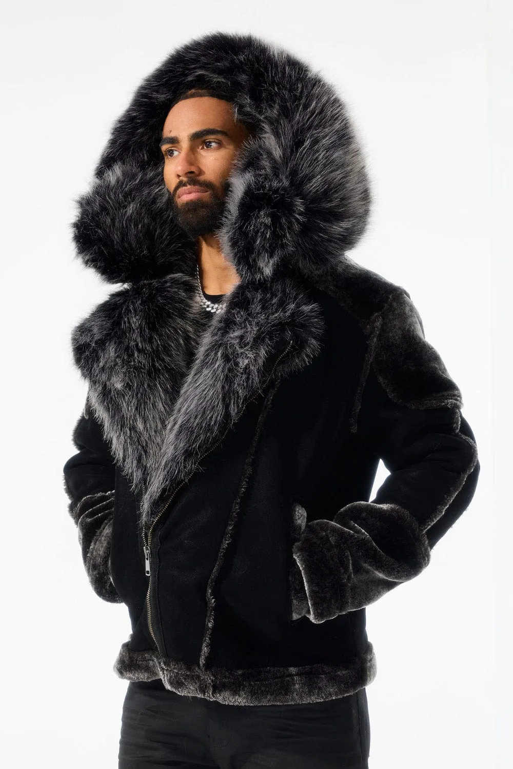 El Jefe Shearling Moto Jacket (Black)