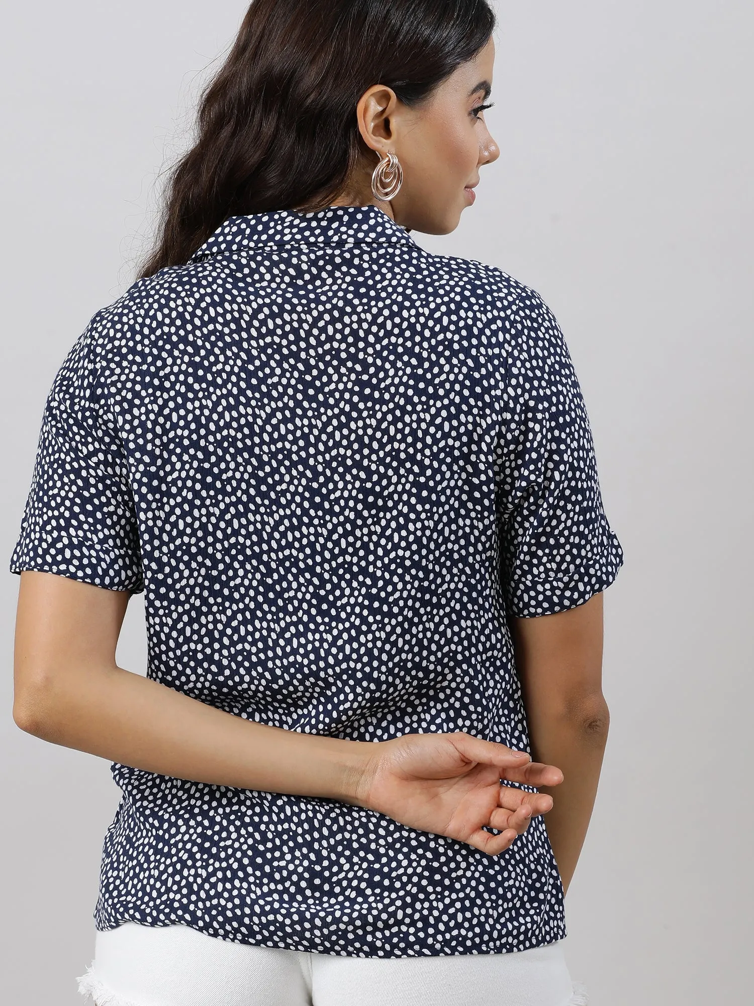 Elegant Navy Printed Shirt