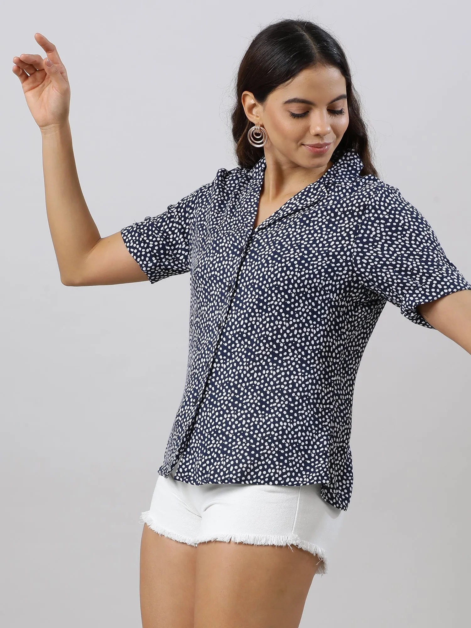 Elegant Navy Printed Shirt