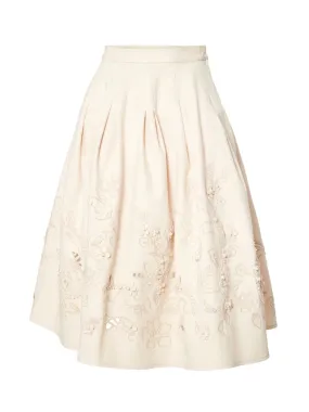 Emb Midi Full Skirt