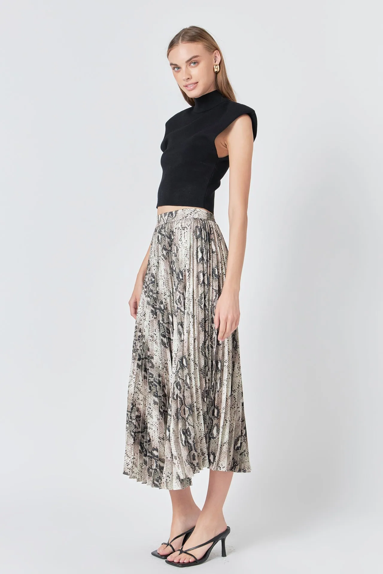 Endless Rose - Snakeskin Pleated Midi Skirt