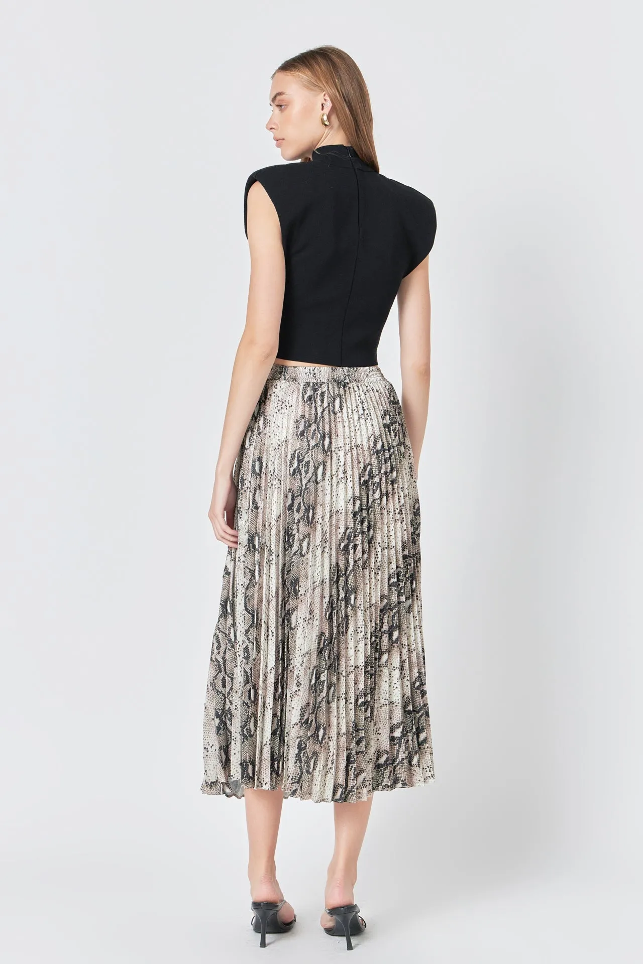 Endless Rose - Snakeskin Pleated Midi Skirt