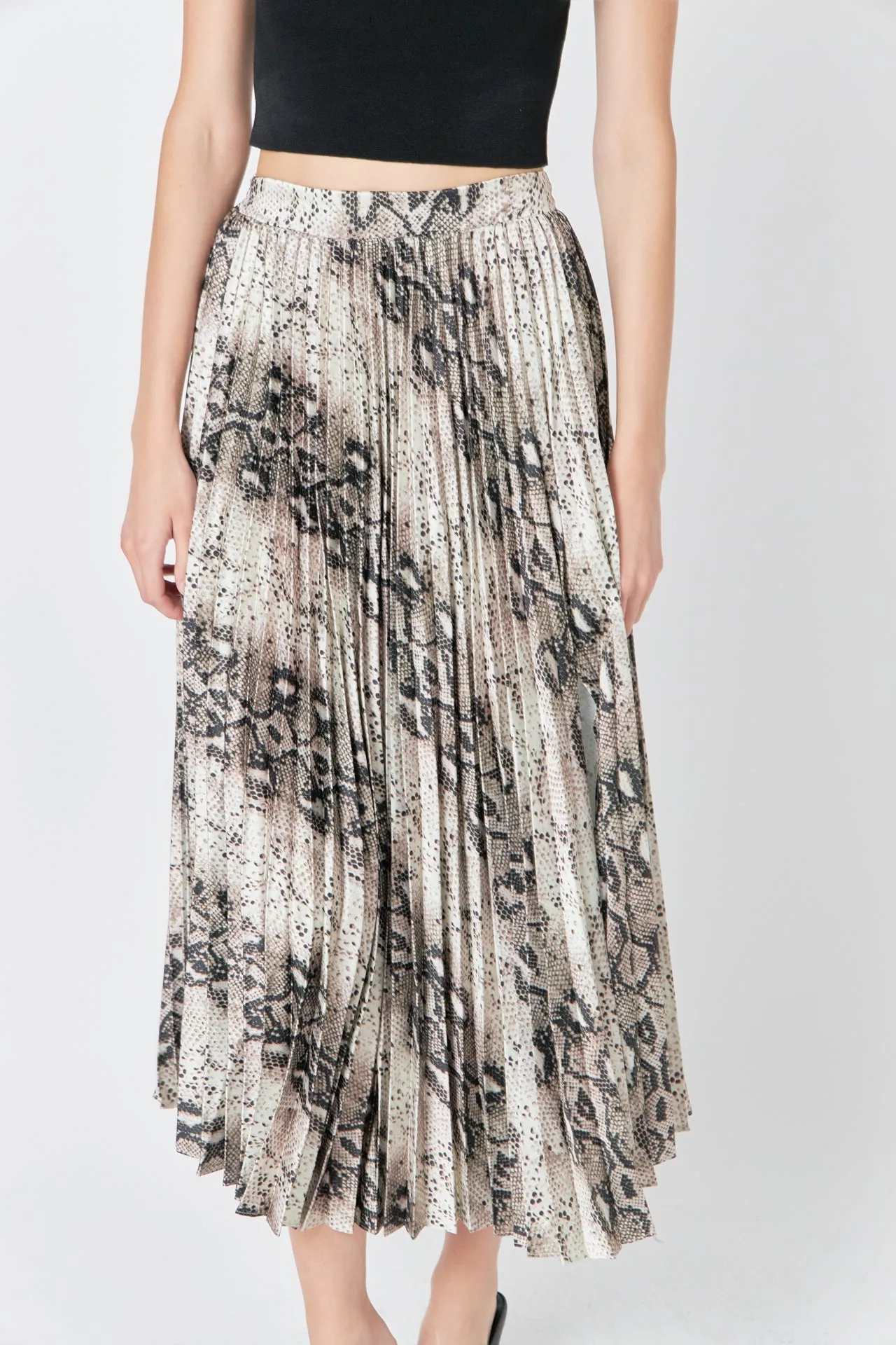 Endless Rose - Snakeskin Pleated Midi Skirt