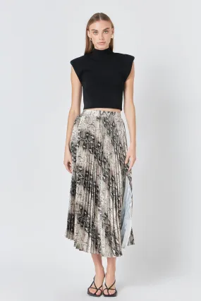 Endless Rose - Snakeskin Pleated Midi Skirt