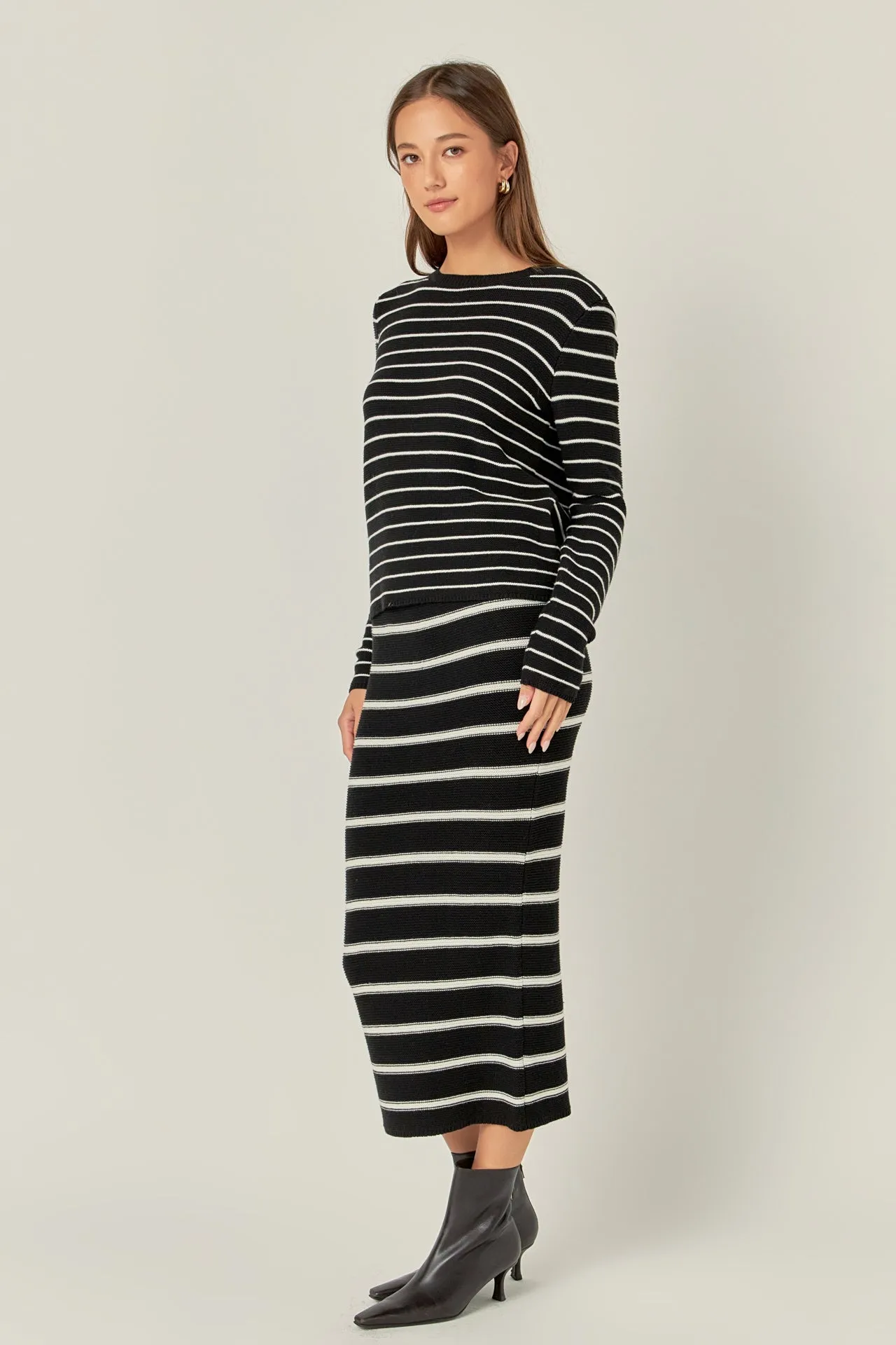 English Factory - Stripe Knit Midi Skirt - Sale