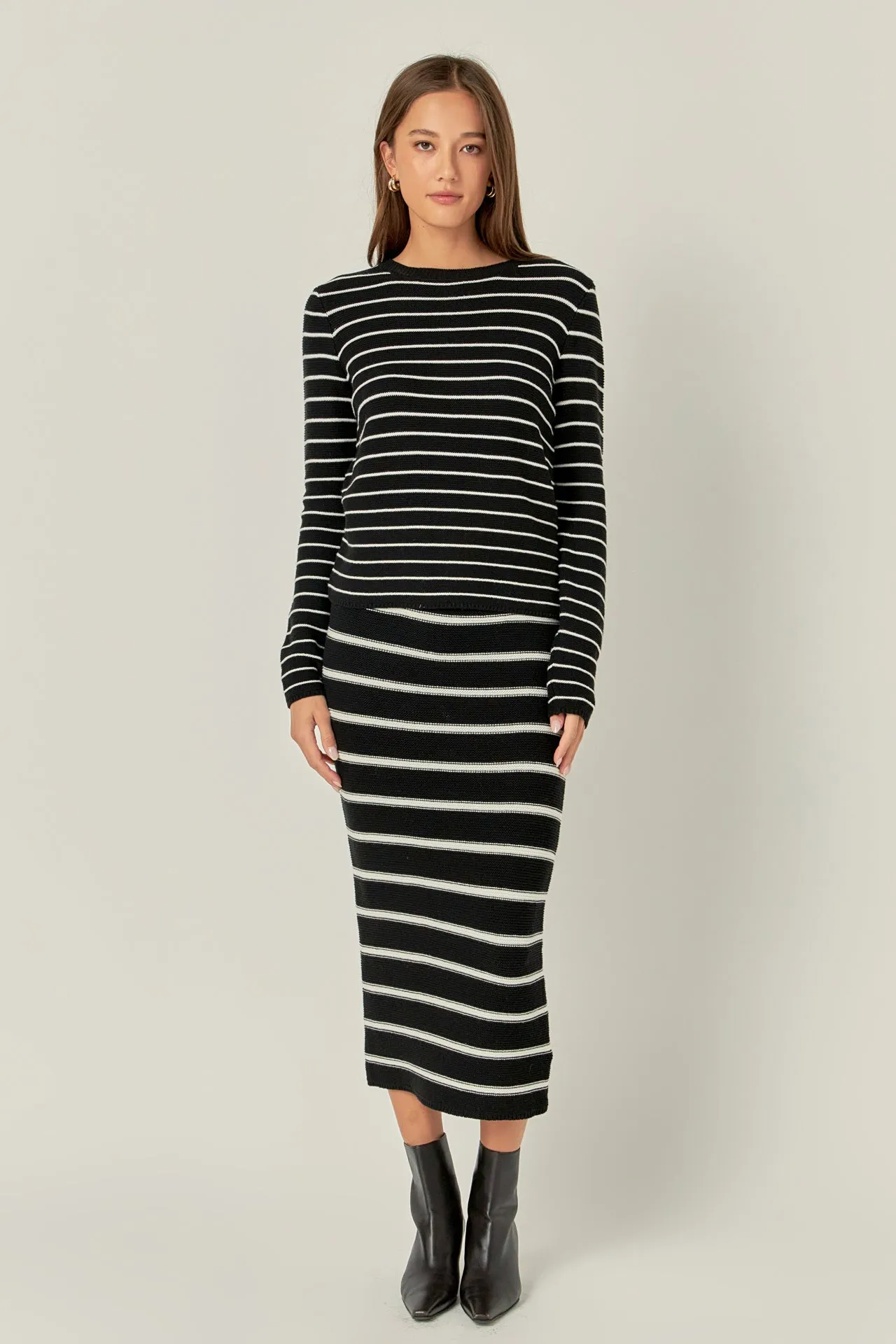 English Factory - Stripe Knit Midi Skirt - Sale