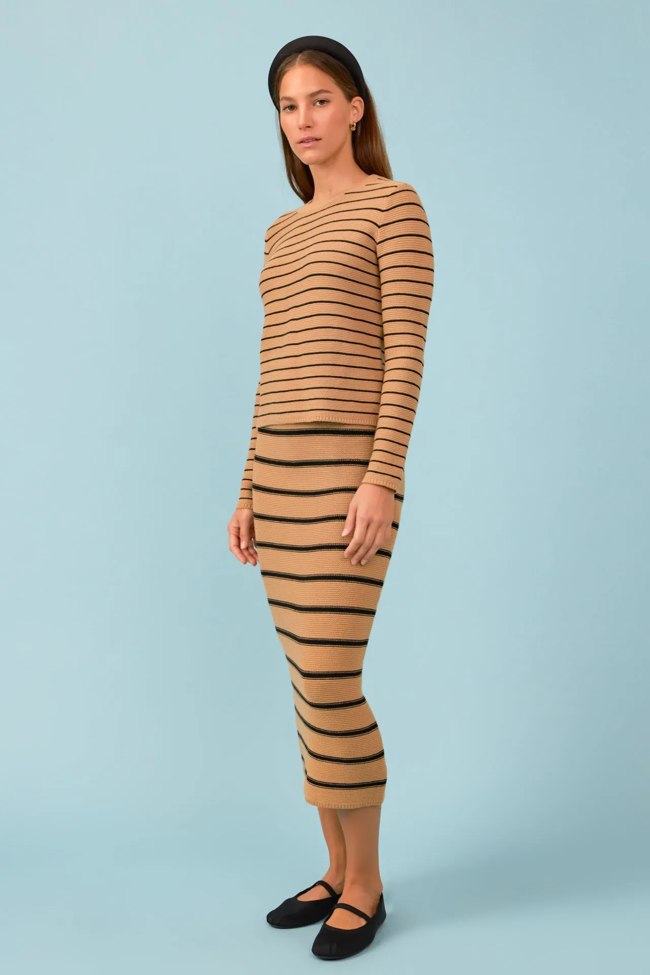 English Factory - Stripe Knit Midi Skirt - Sale