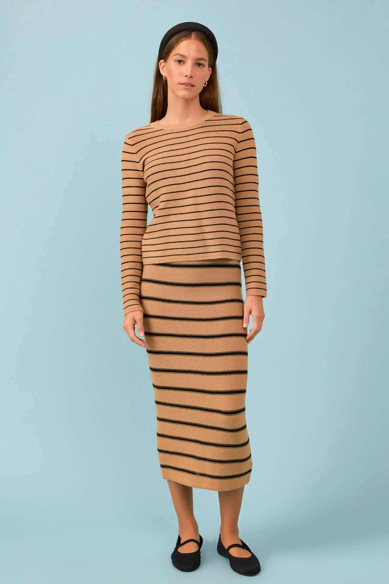 English Factory - Stripe Knit Midi Skirt - Sale