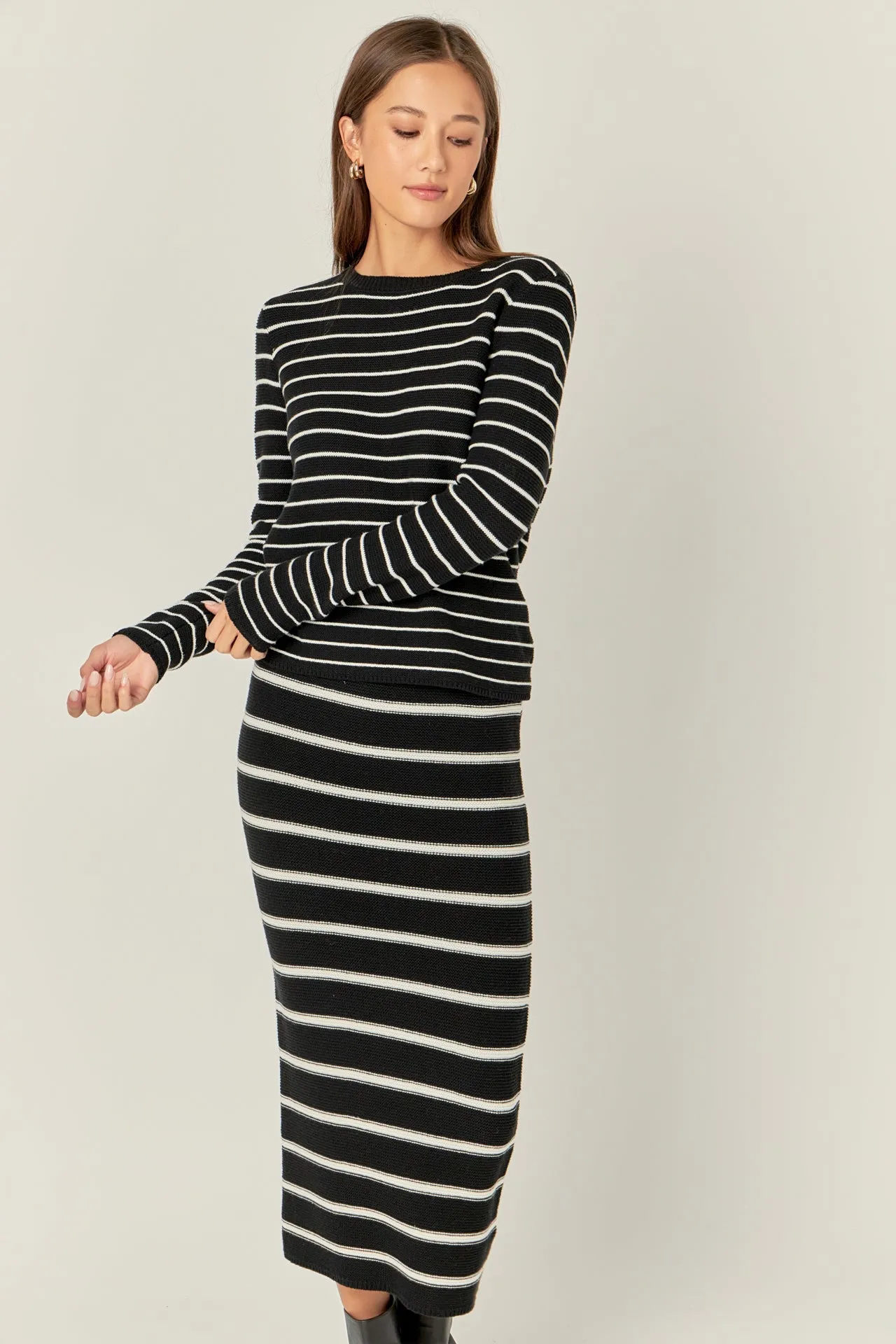 English Factory - Stripe Knit Midi Skirt - Sale