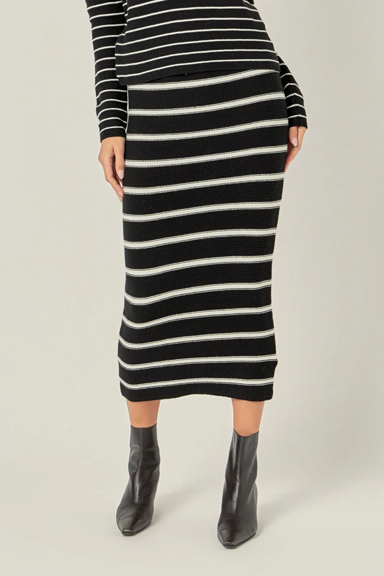 English Factory - Stripe Knit Midi Skirt - Sale