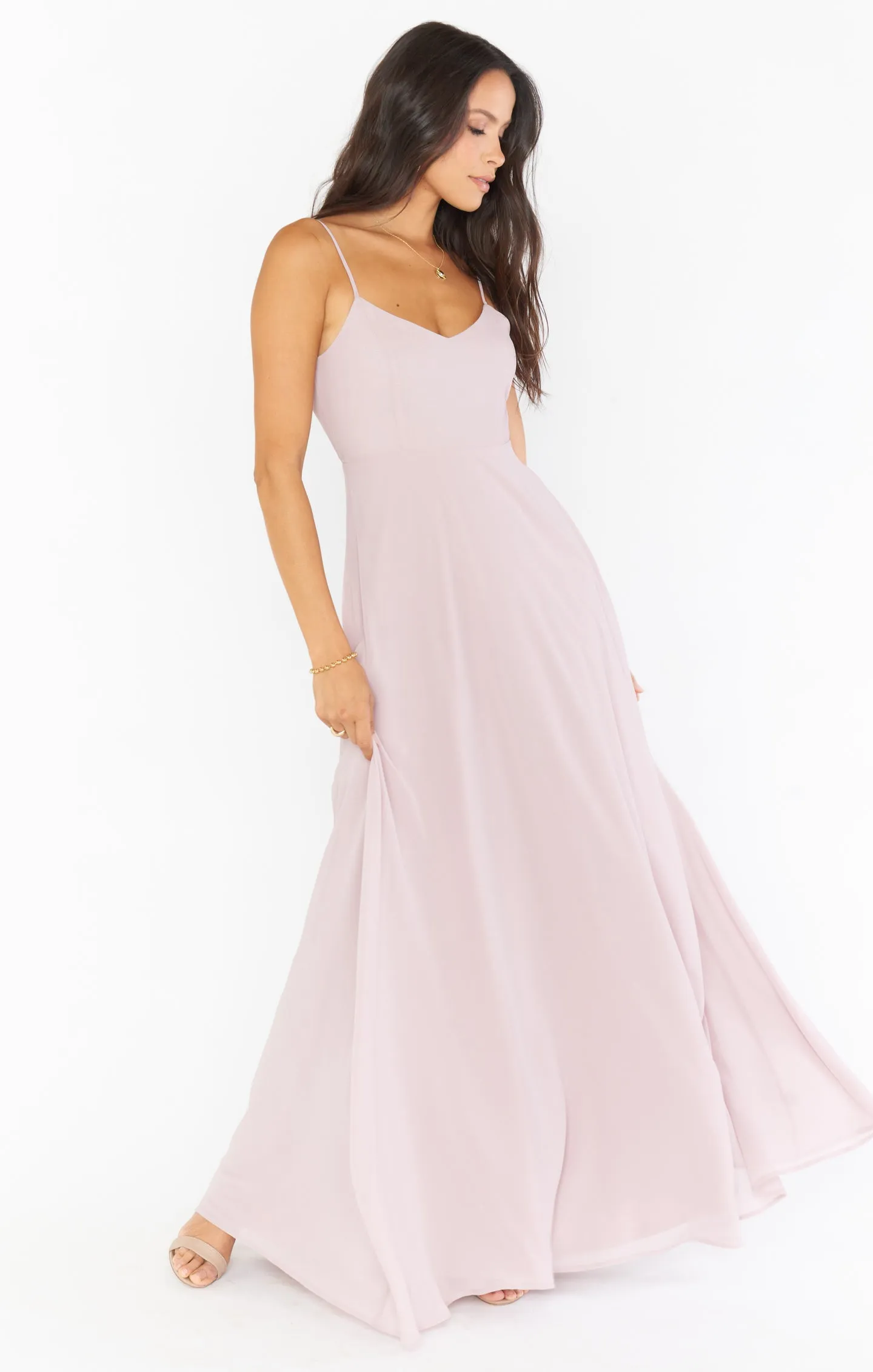 Faith Maxi Dress ~ Neutral Mauve Chiffon