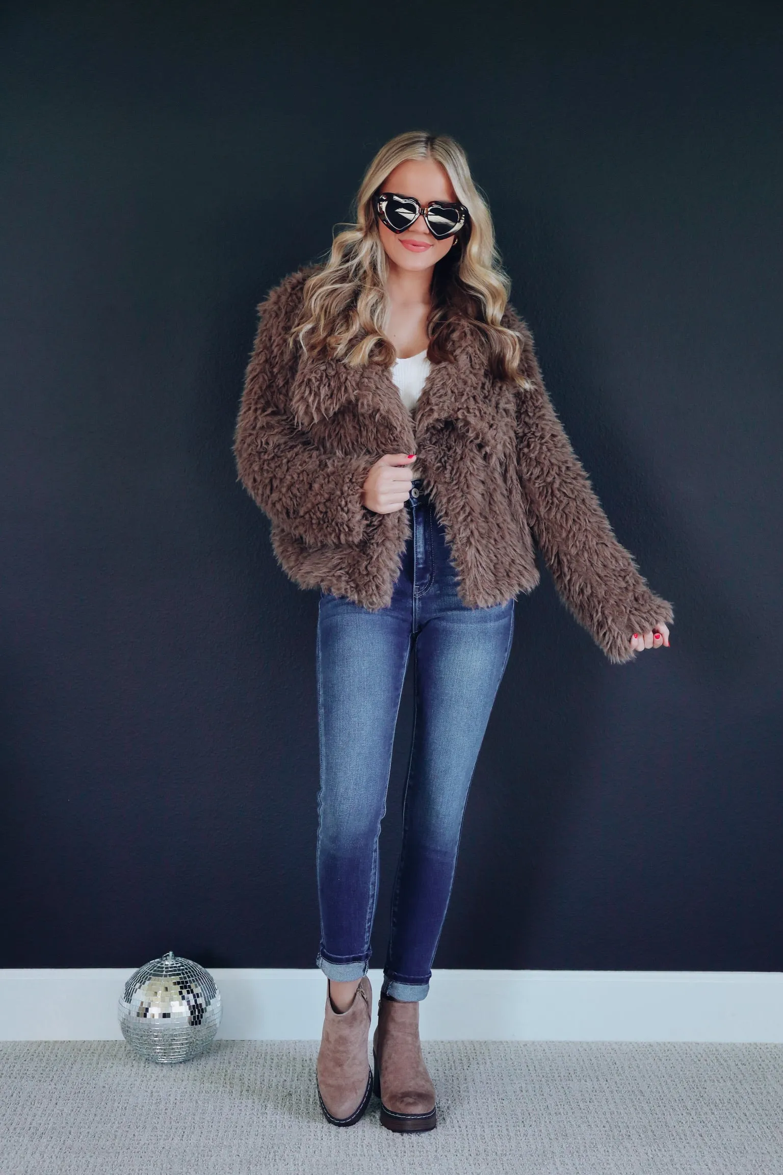 Felicity Faux Fur Cropped Jacket - Toffee