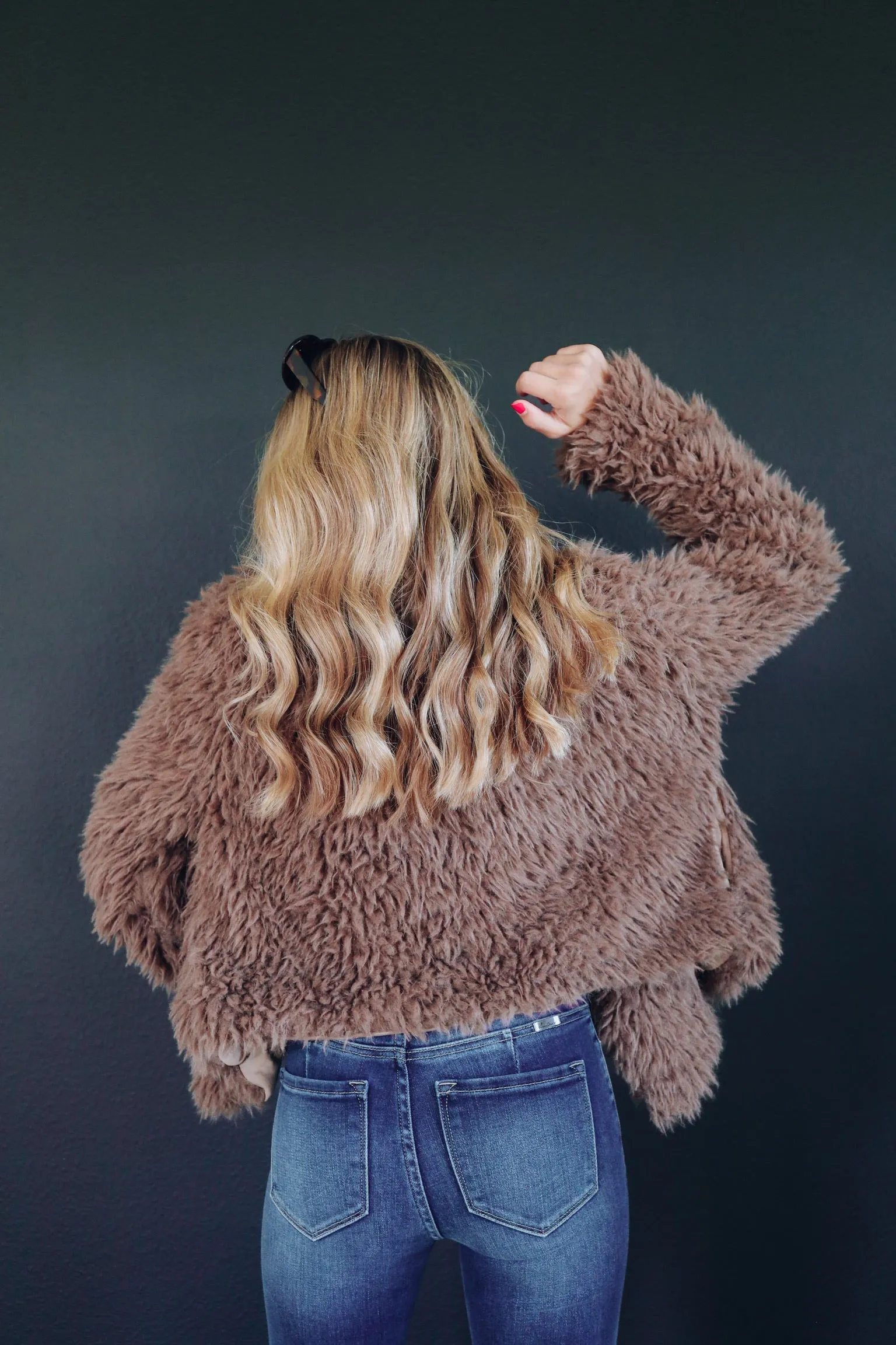 Felicity Faux Fur Cropped Jacket - Toffee