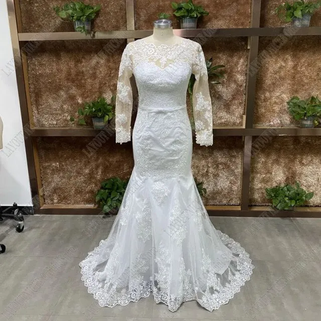 Floral Lace Trumpet Wedding Gown All Sizes/Colors