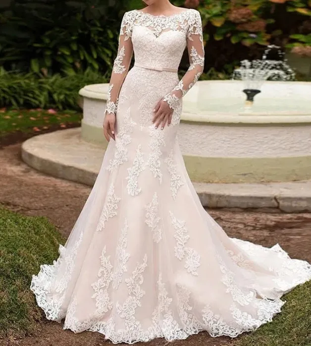 Floral Lace Trumpet Wedding Gown All Sizes/Colors