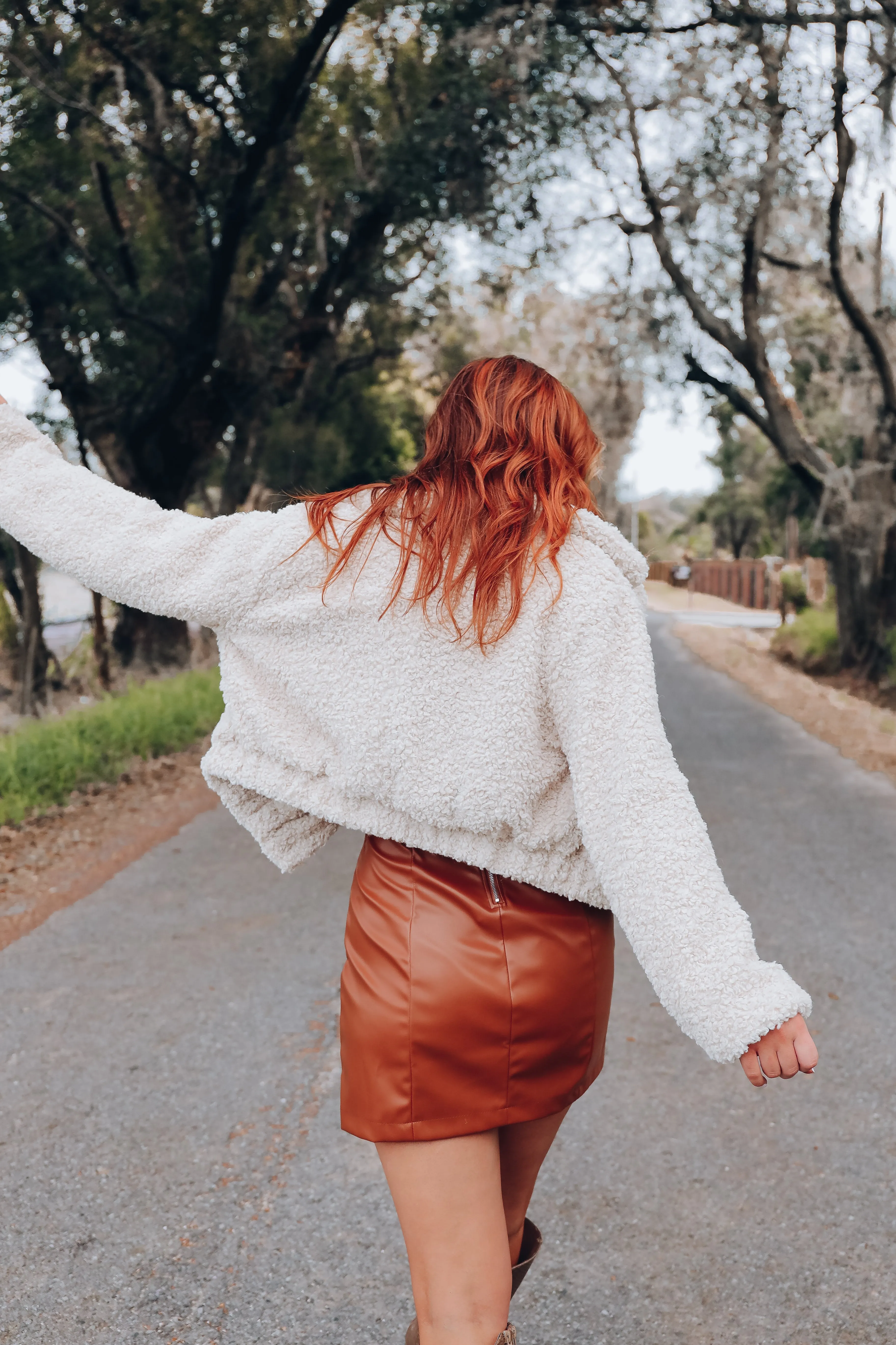 Foxy Faux Fur Cropped Jacket - Beige