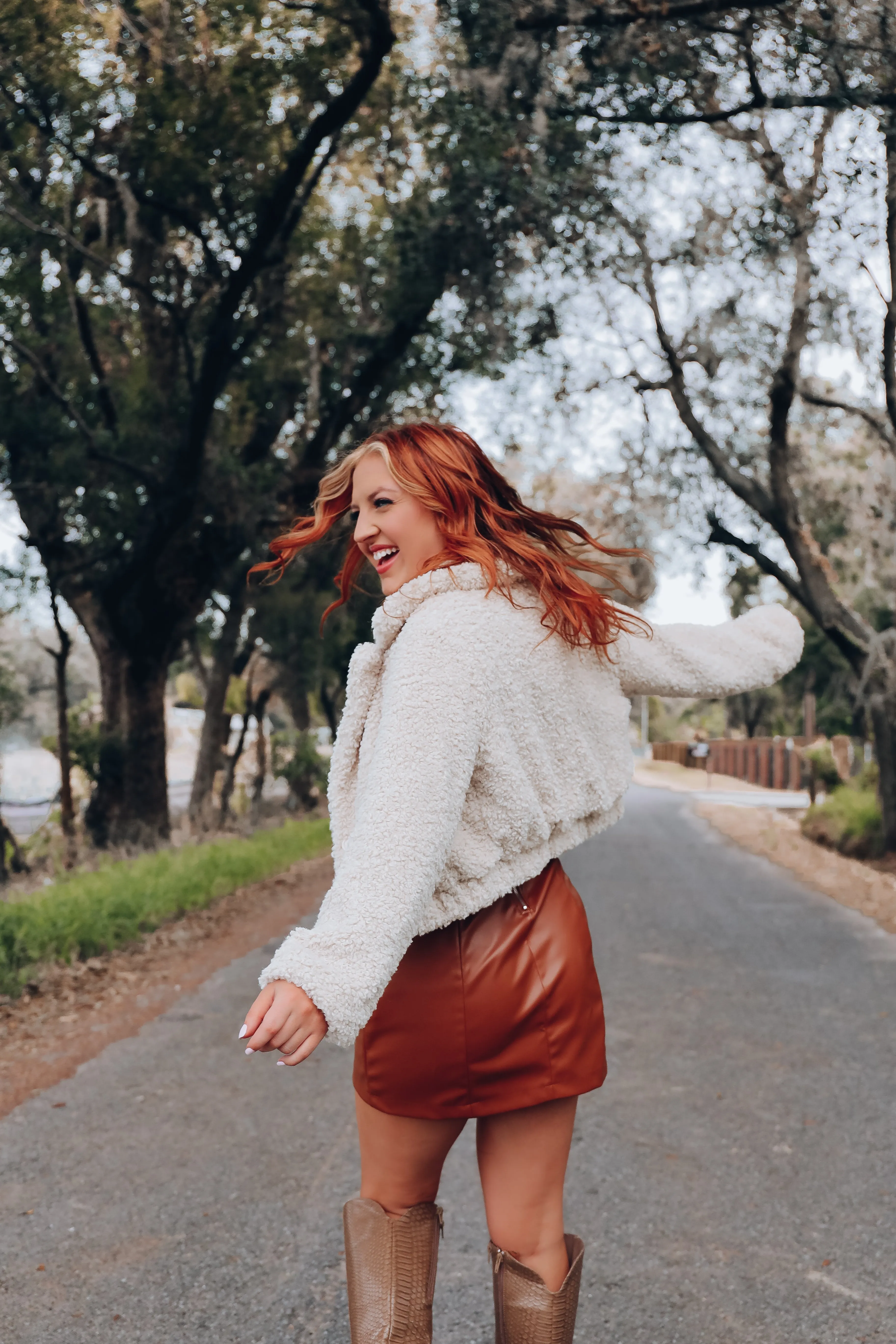 Foxy Faux Fur Cropped Jacket - Beige