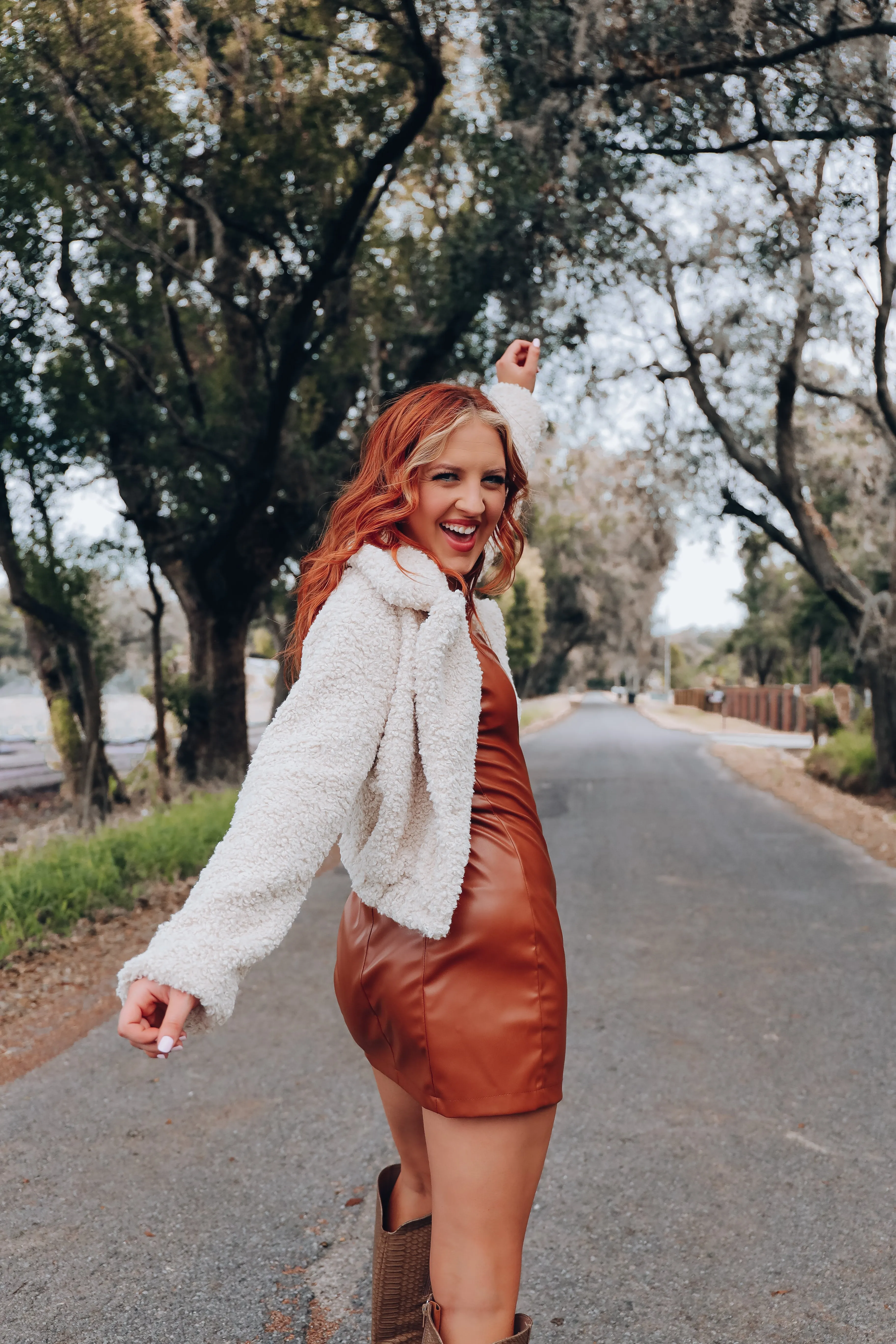 Foxy Faux Fur Cropped Jacket - Beige