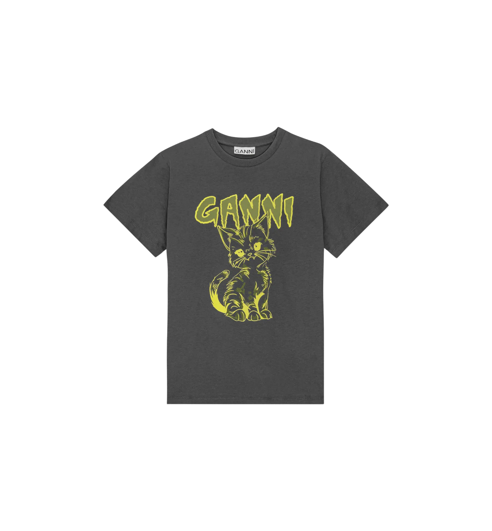 GANNI Black Kitty Relaxed T-shirt