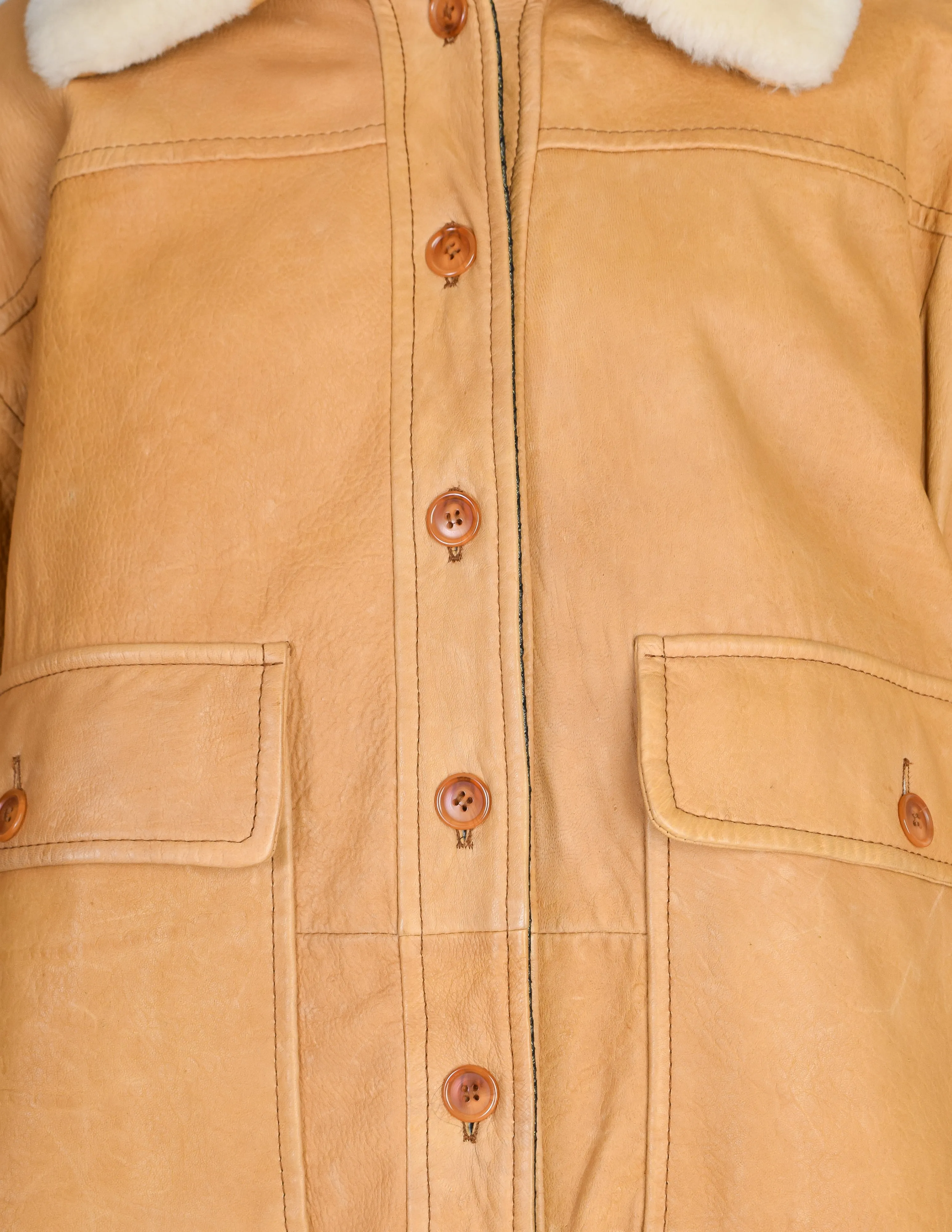 Gianfranco Ferre Vintage 1980s Oversized Butterscotch Leather Shearling Coat