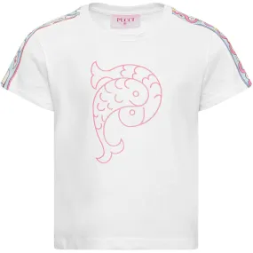 Girls Organic Ivory Fish T-shirt