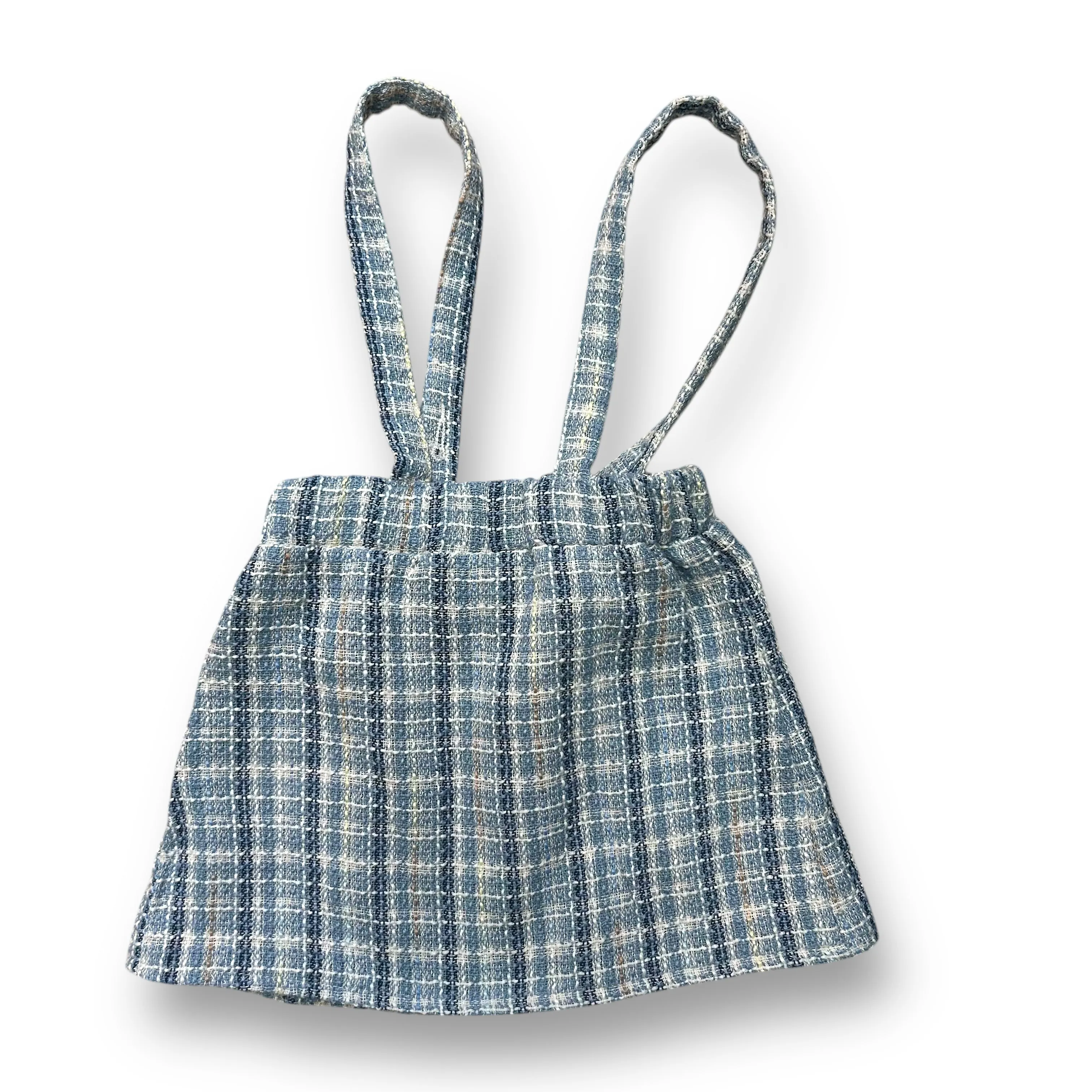 Girls Size 3T/4T Blue Plaid Tweed Overalls Jumper