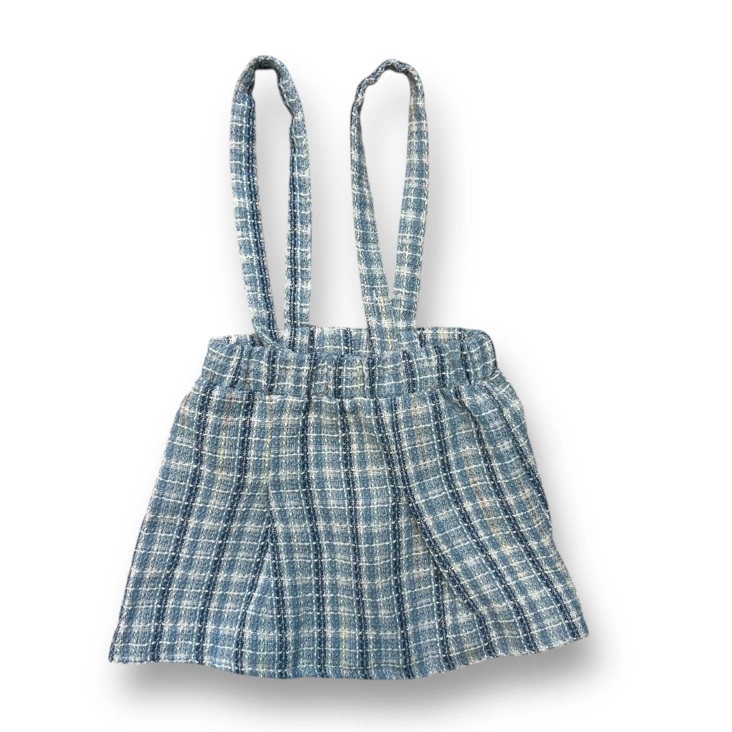 Girls Size 3T/4T Blue Plaid Tweed Overalls Jumper