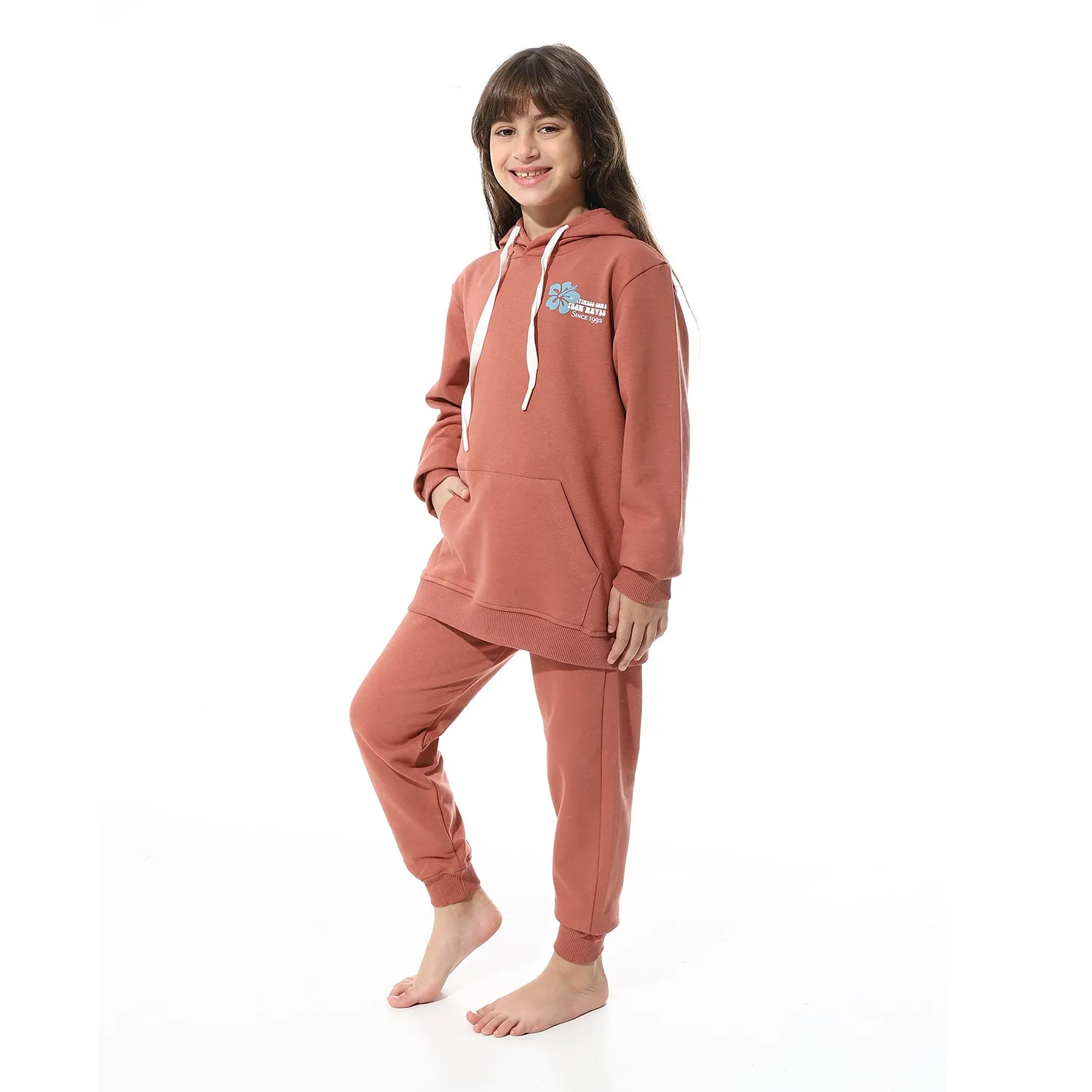 Girls Winter Hoodie Pajamas - Cacao