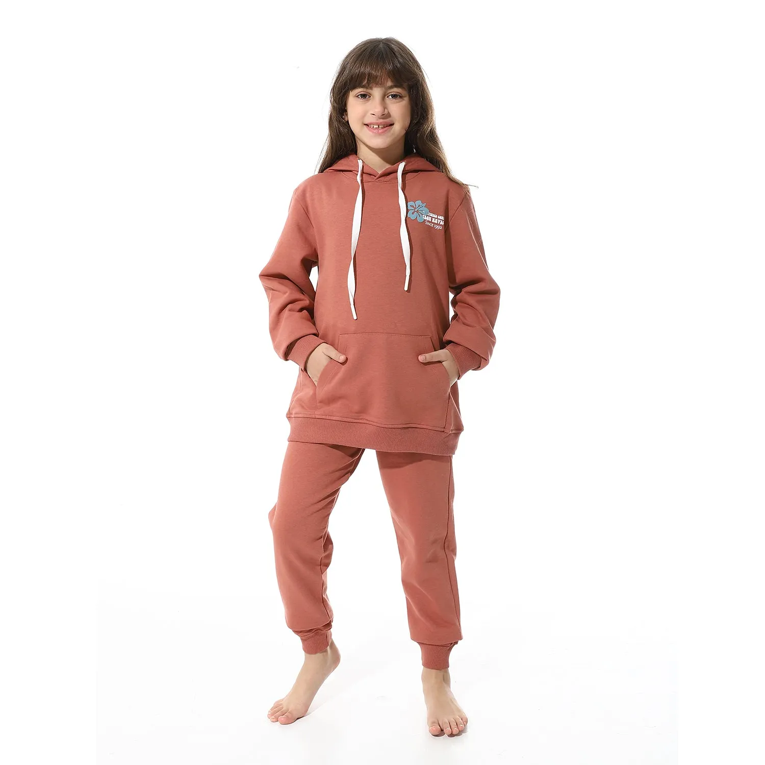 Girls Winter Hoodie Pajamas - Cacao