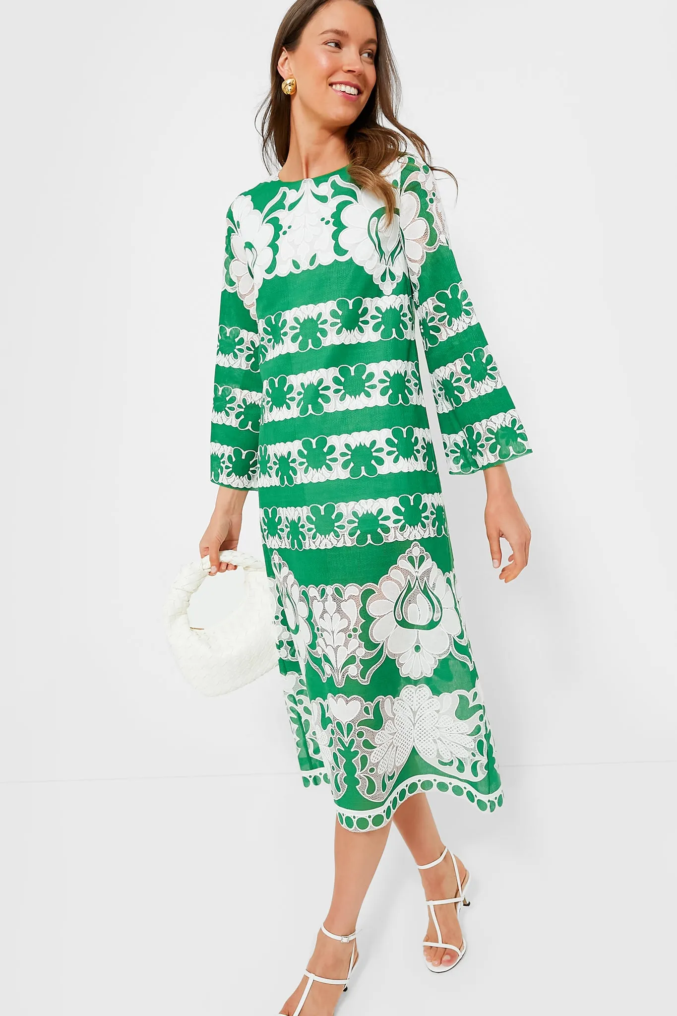 Green and White Seraphine Burnout Dress