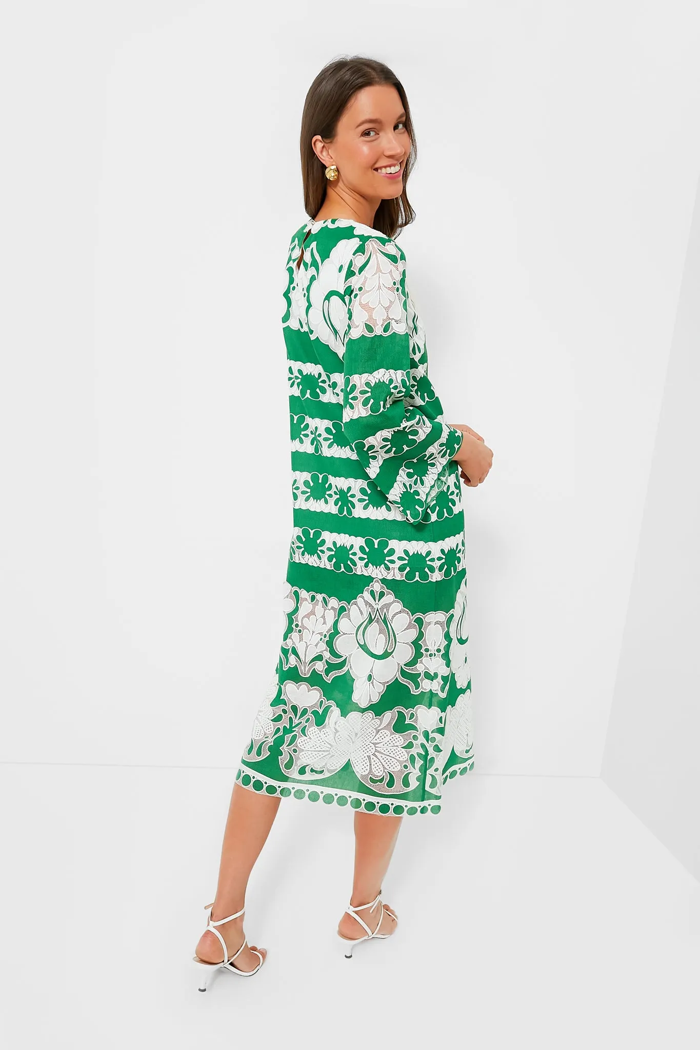 Green and White Seraphine Burnout Dress