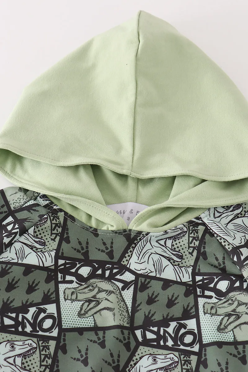 Green dinosaur boy hoodie set